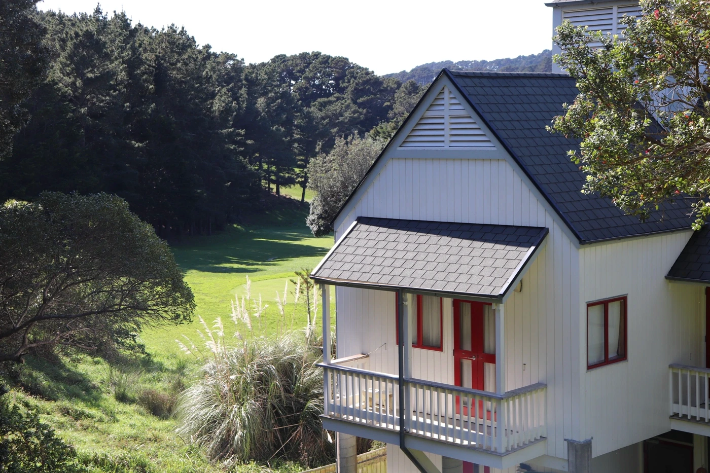 White chapel building in greenery
