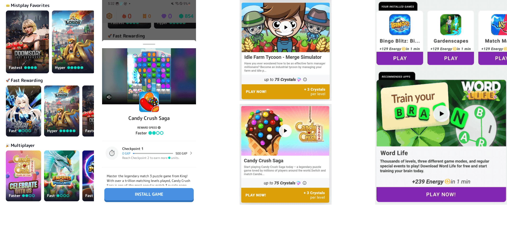 Competitor analysis — Mistplay, AdJoe, JustPlay screenshots