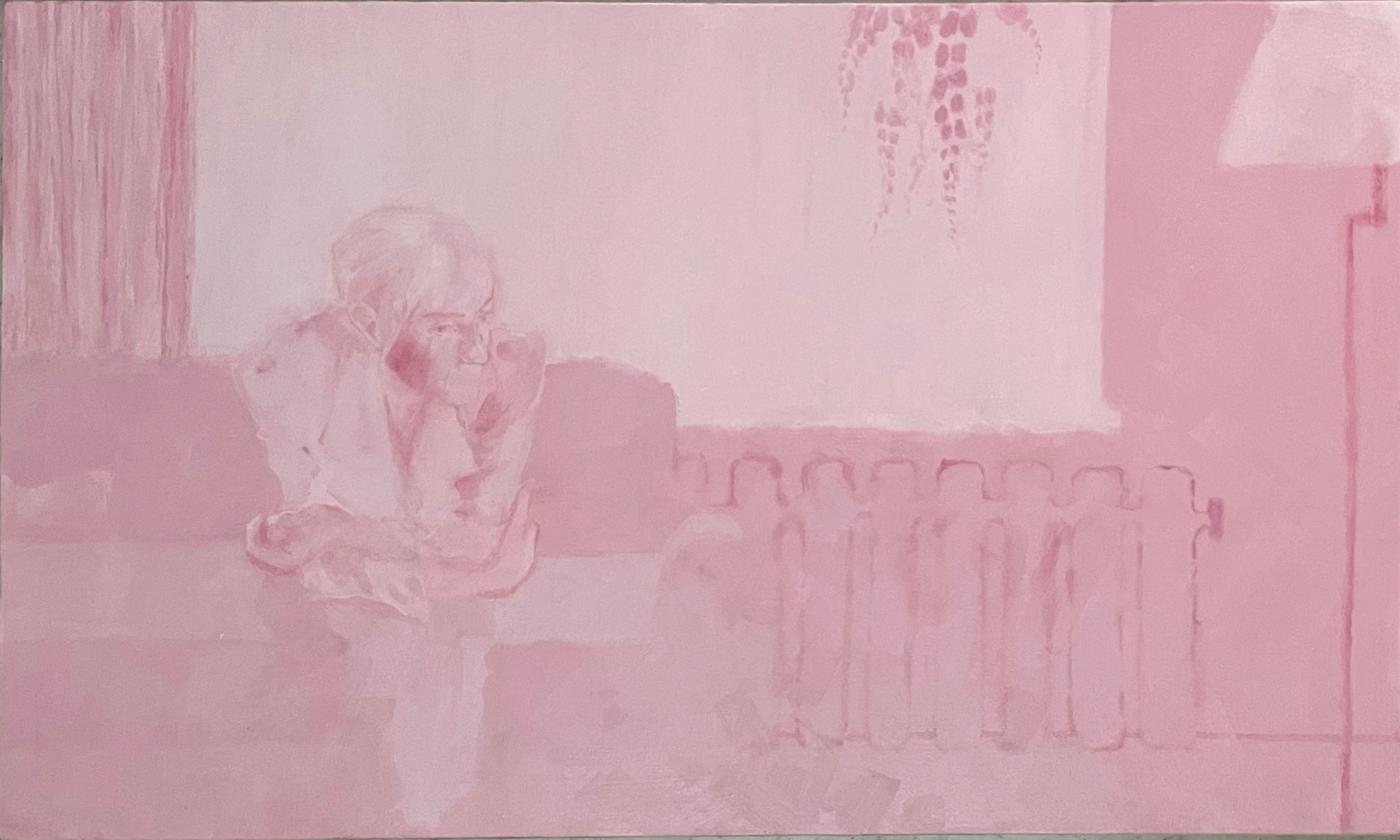 herd of sheep on road painting