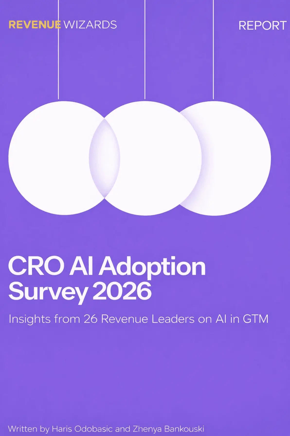 Purple 2026 report cover titled "CRO AI Adoption Survey" featuring insights on AI in GTM from 26 revenue leaders.