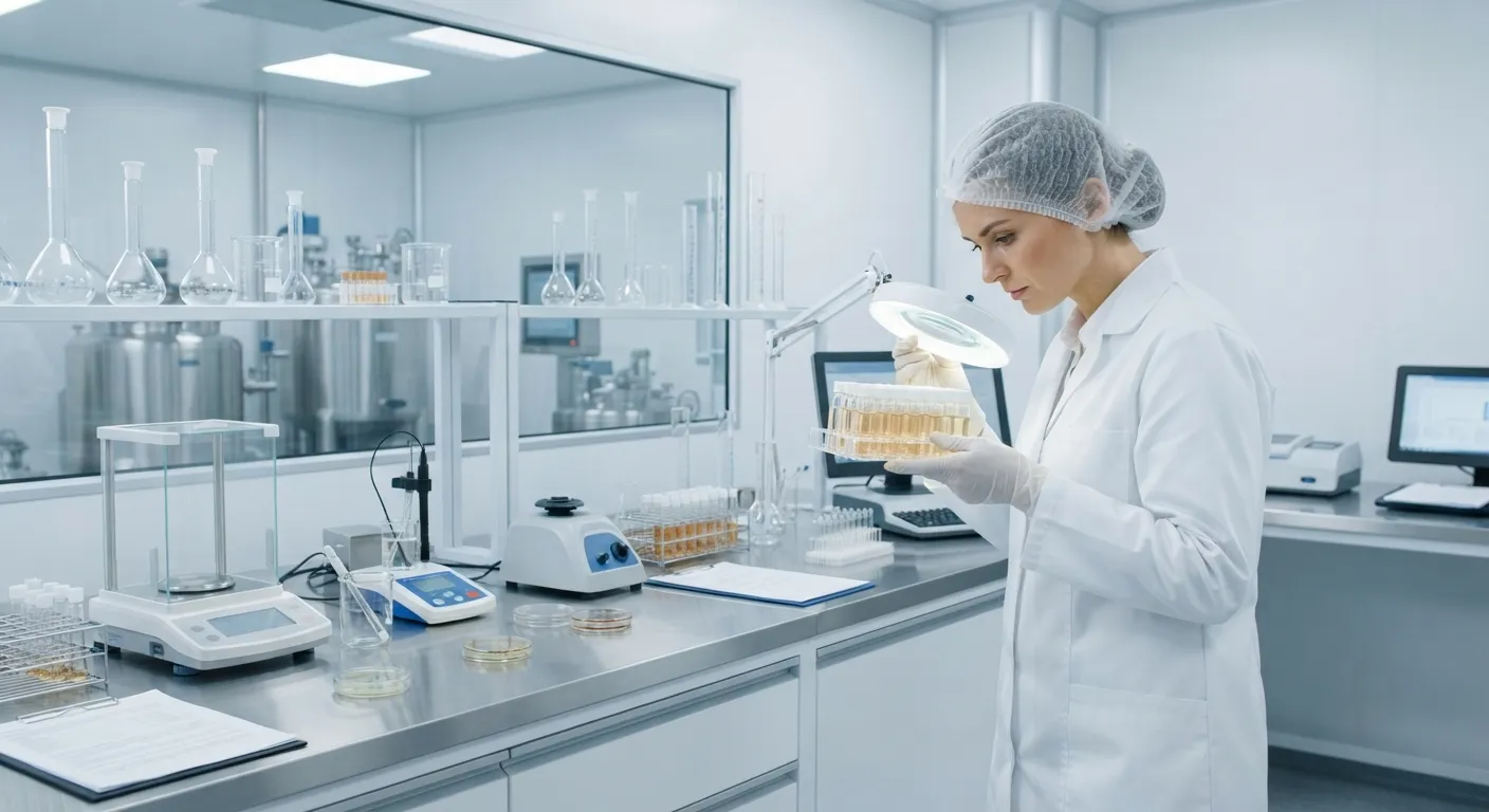 Quality control inspection process in a PDRN serum manufacturing facility
