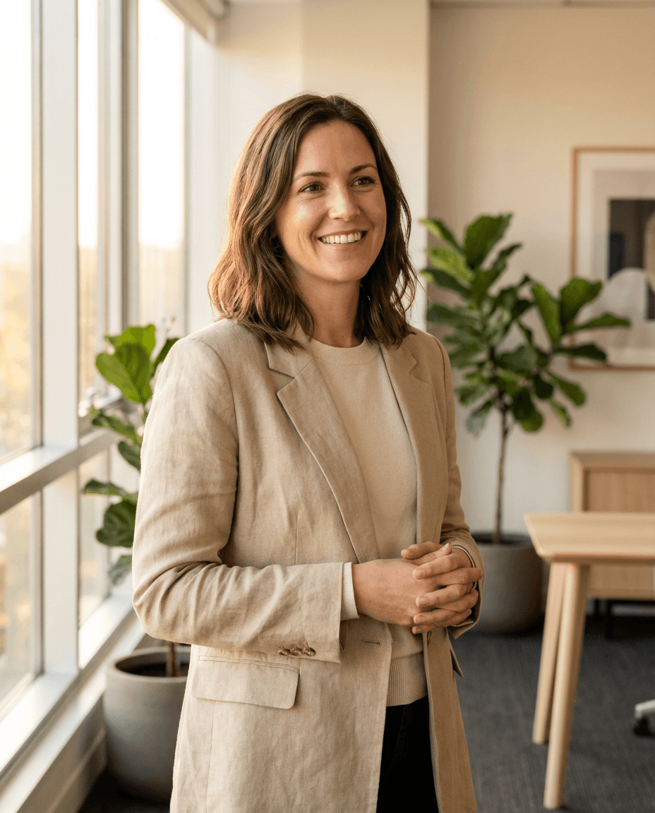 Man in glasses wearing a grey suit and blue tie, looking calmly at the camera.