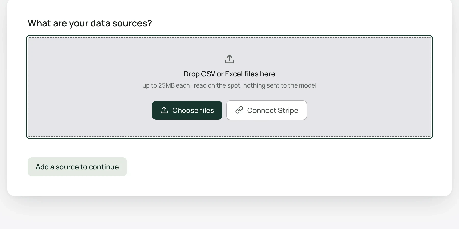 What are your data sources? The first screen of a new workflow