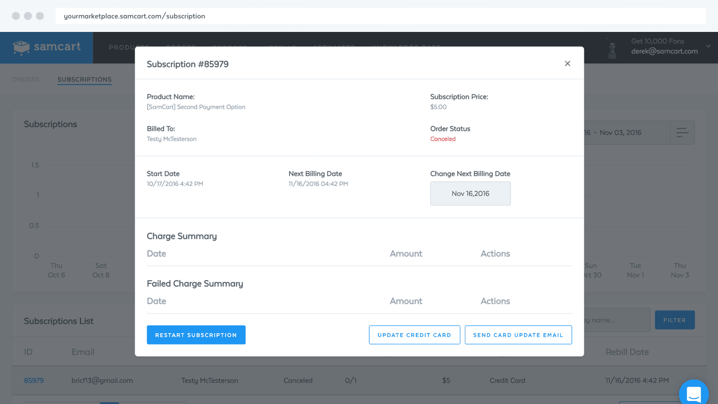 easily manage order in SamCart dashboard