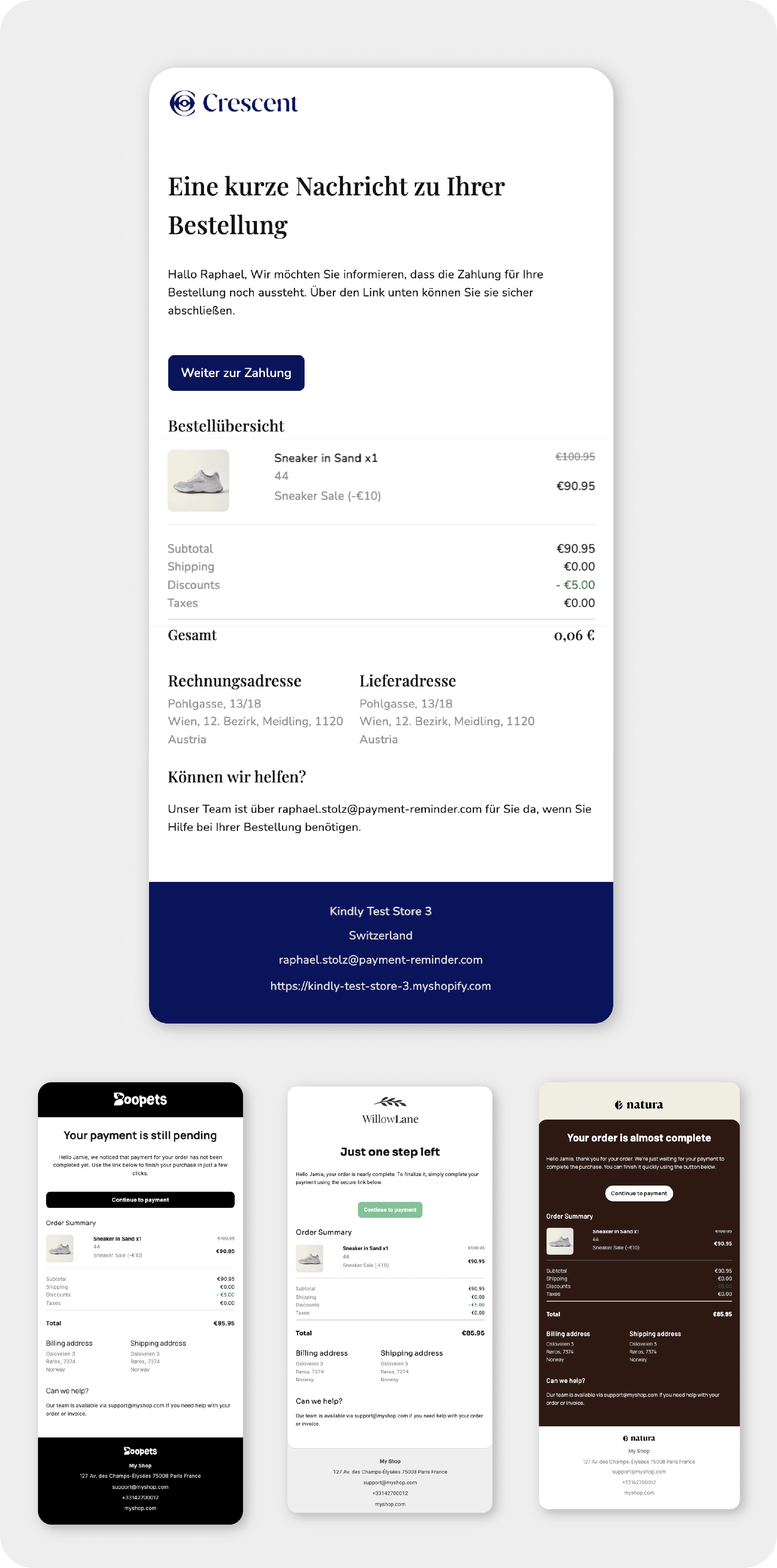 Kindly Professionelle E-Mail Vorlagen