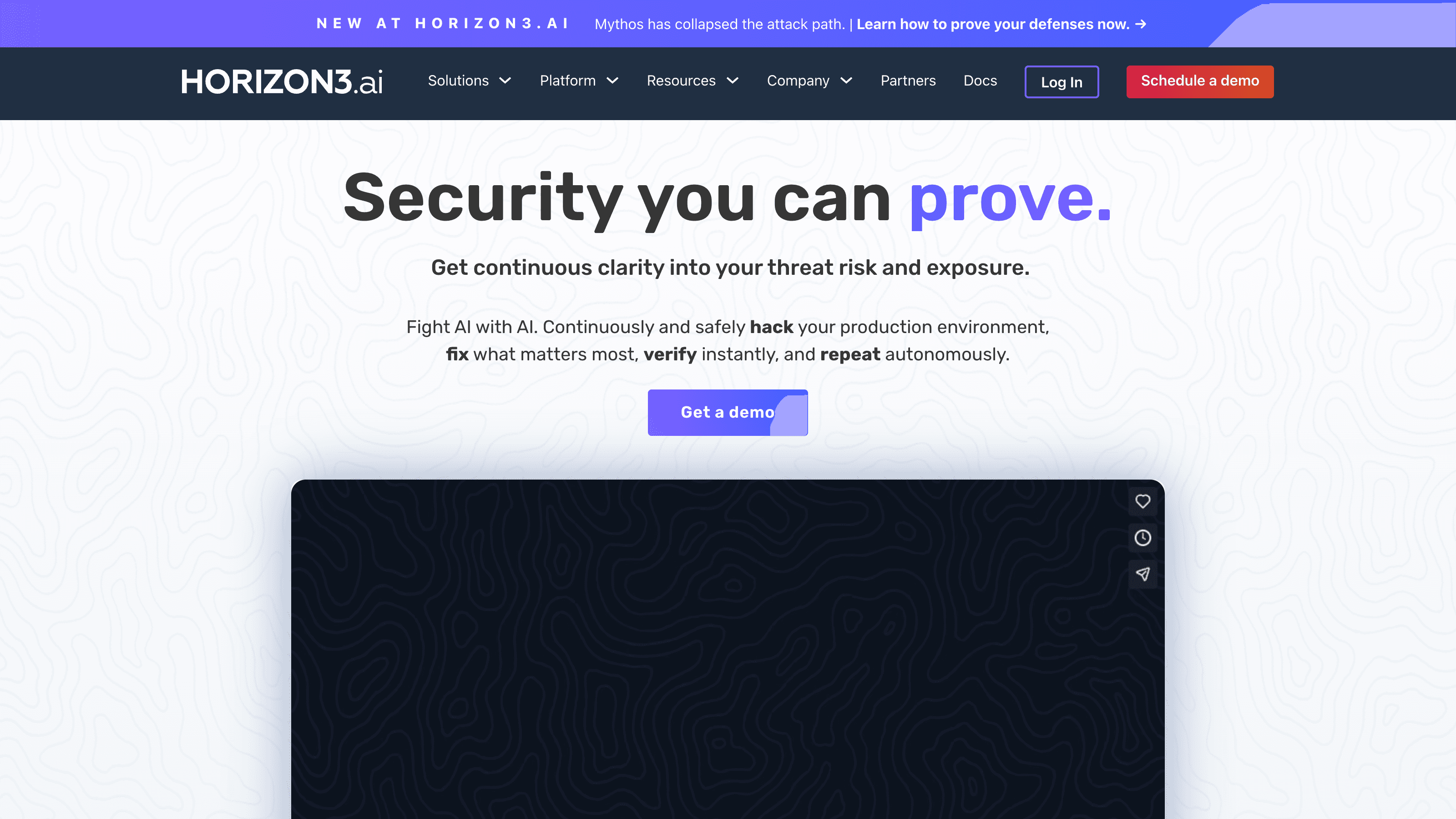 Horizon3.ai NodeZero homepage presenting continuous autonomous pentesting