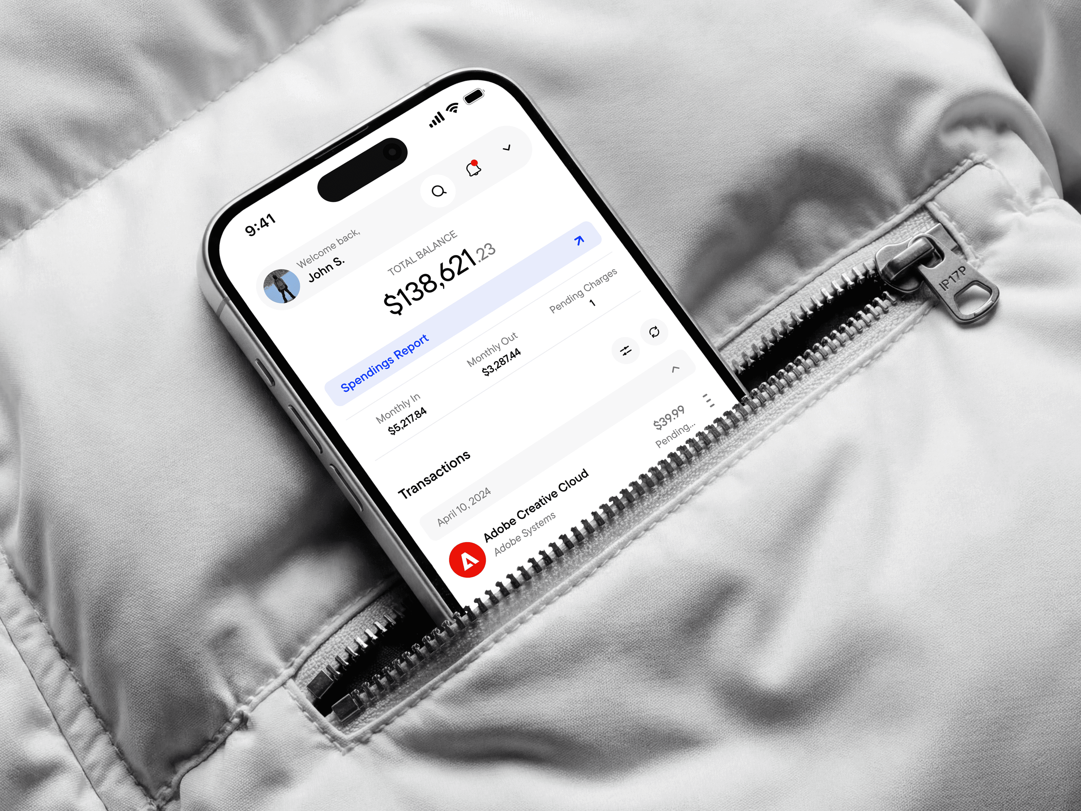 Riptide Banking App in Pocket Mockup