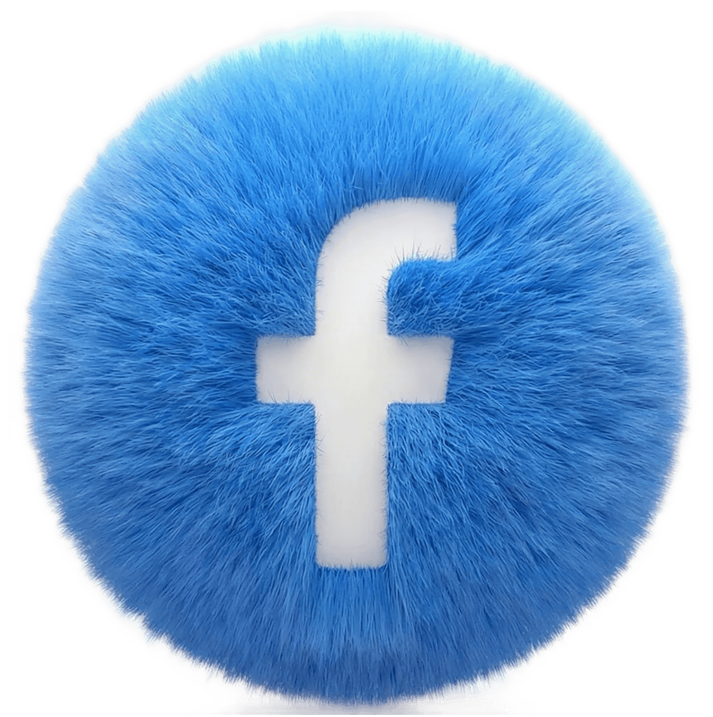 Fuzzy blue facebook logo on a light background (Background Removed)