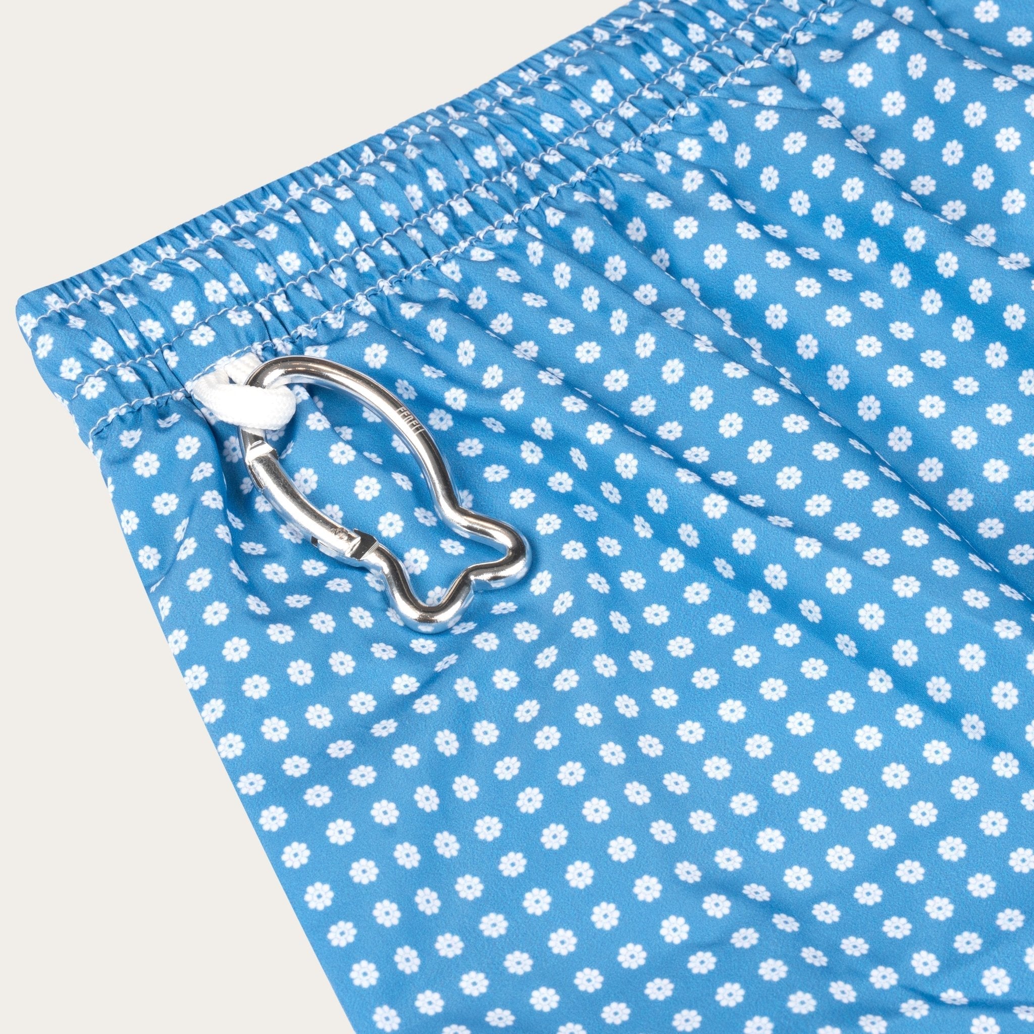 Madeira – The Sustainable Swim Trunk – Floral Blue / White - Mandelli UK