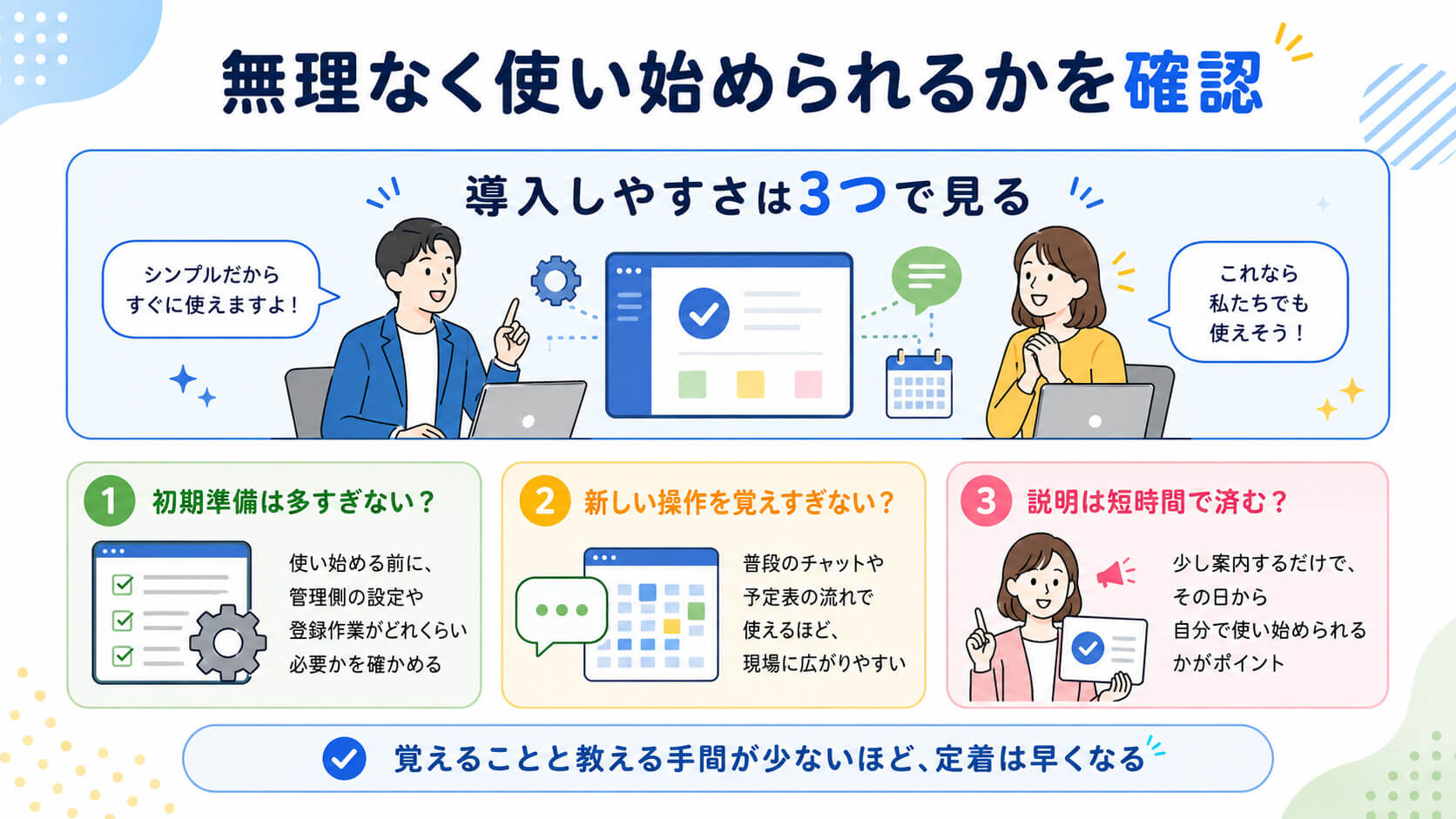 現場に負担なく導入・定着できるか