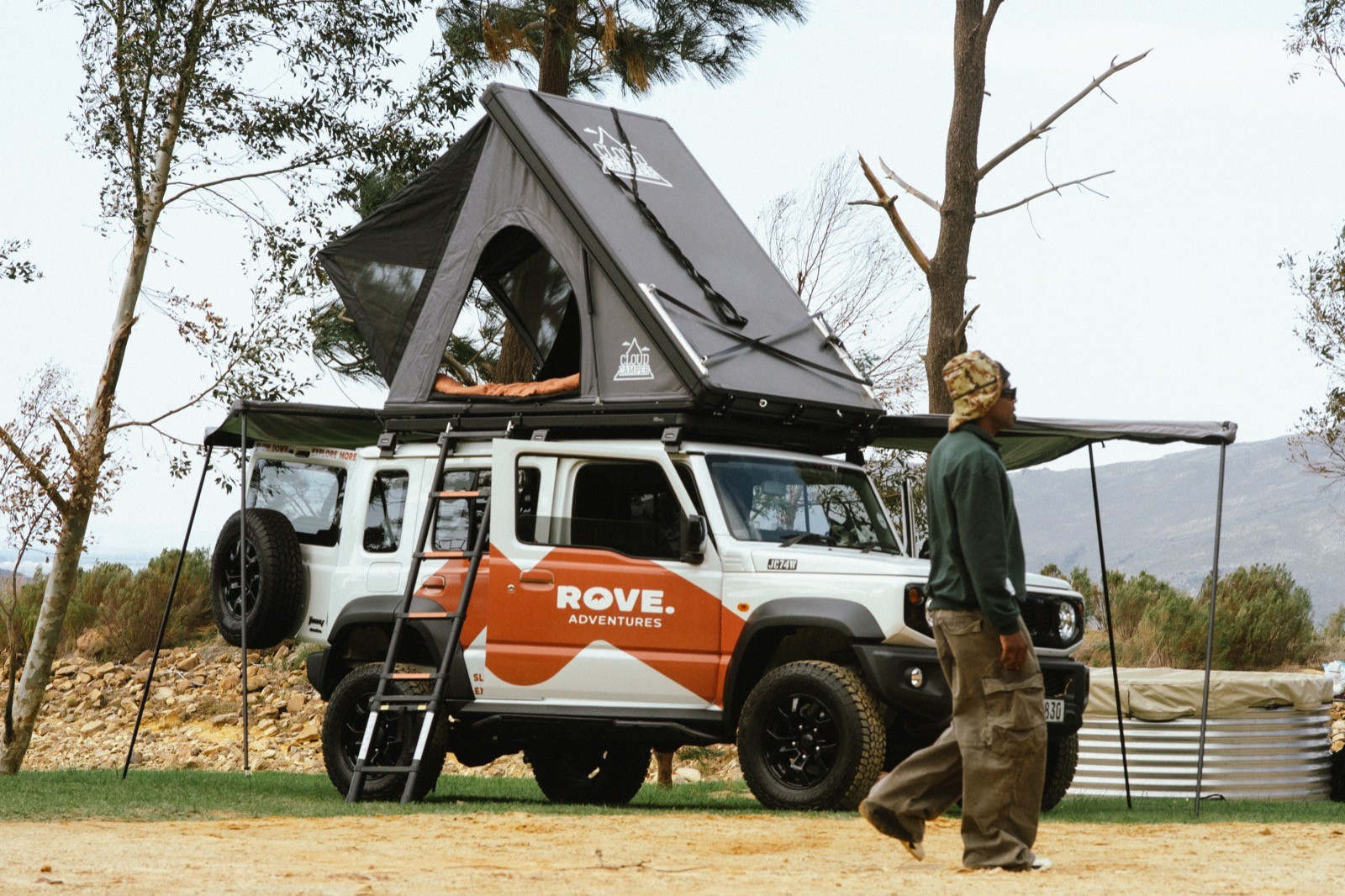 Rooftop tent set up at a Western Cape campsite