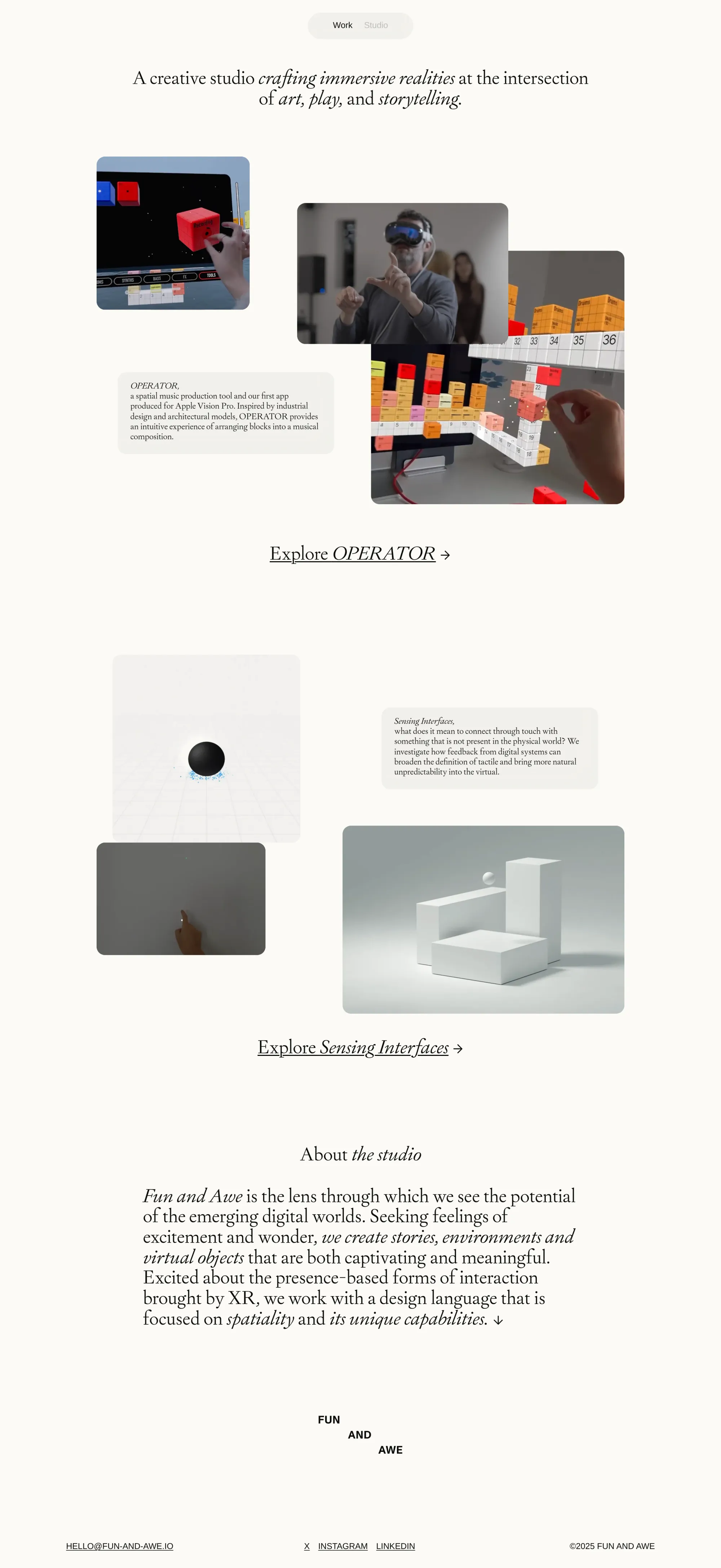 FUN AND AWE portfolio page screenshot showcasing Advertising and Marketing design
