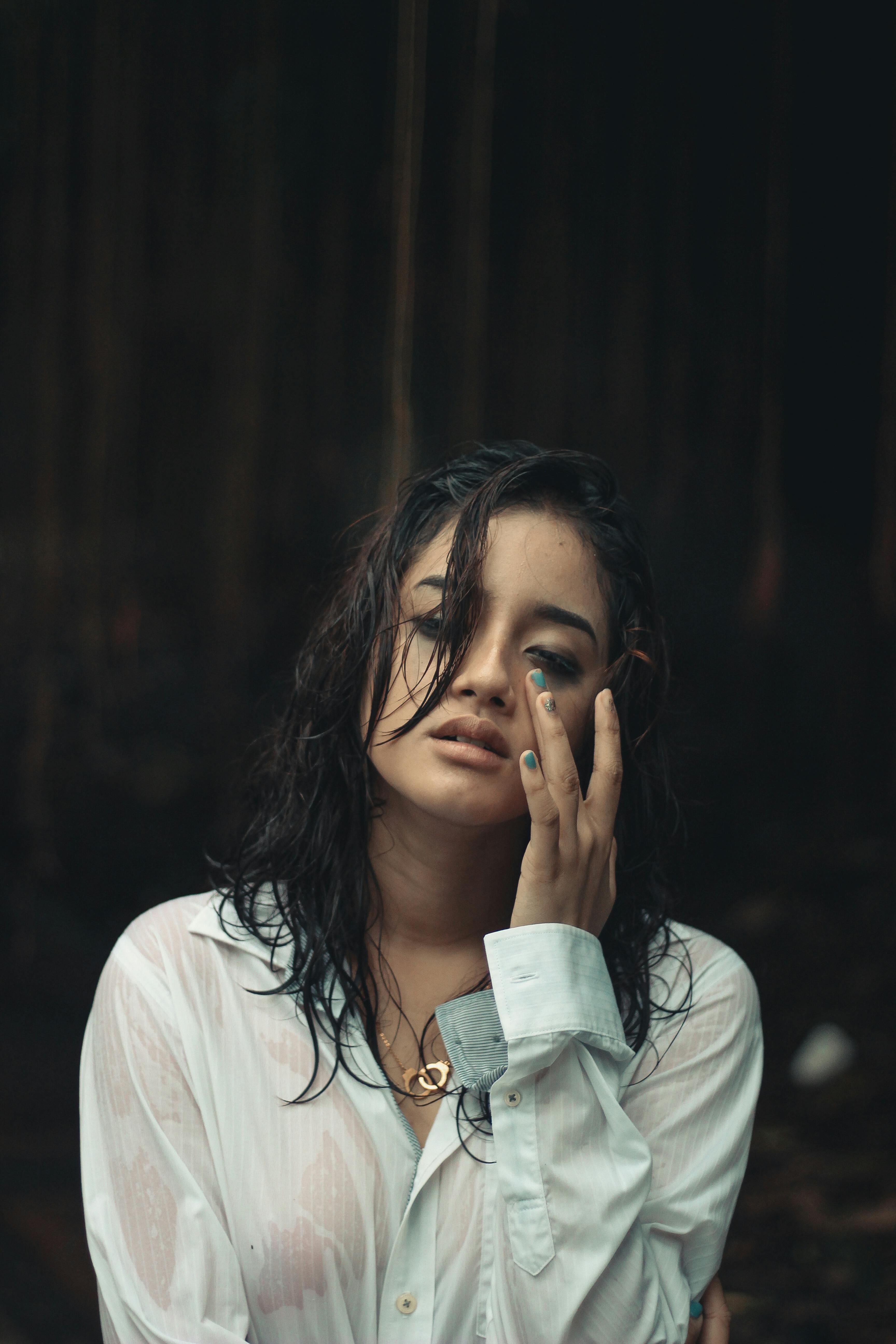 Adult woman reflecting during depression therapy session