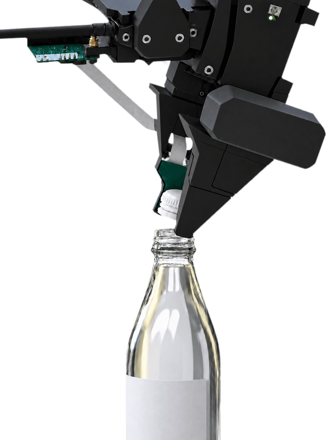 Robotic gripper holding a bottle