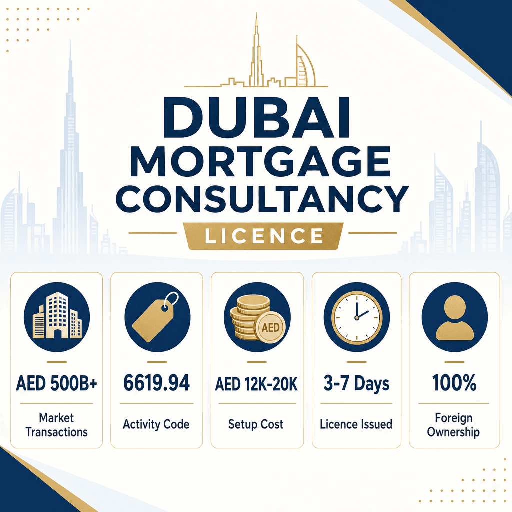 Infographic: Real Estate Mortgage Consultancy Business License in Dubai: Cost and Requirements