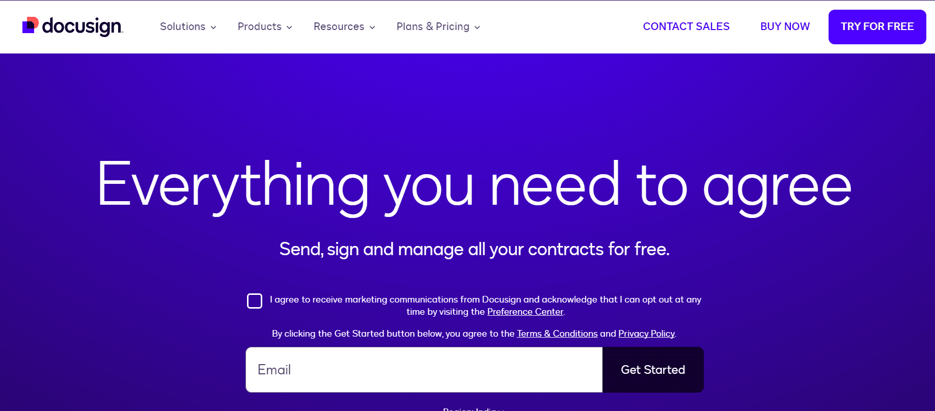 DocuSign home page