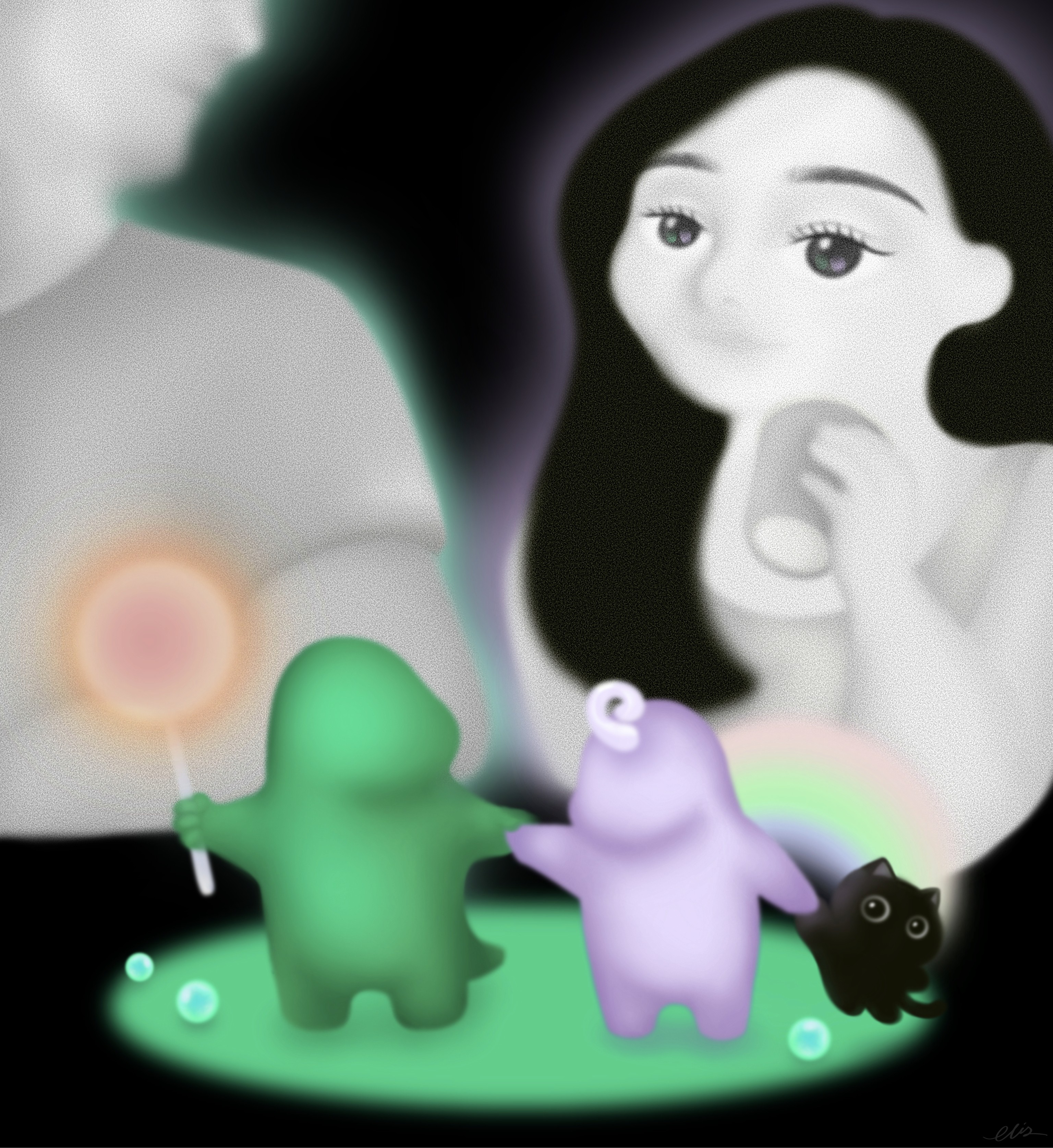 bylittleelise digital artwork inspired by human emotion mythology and nostalgia imaginary surrealism cute characters