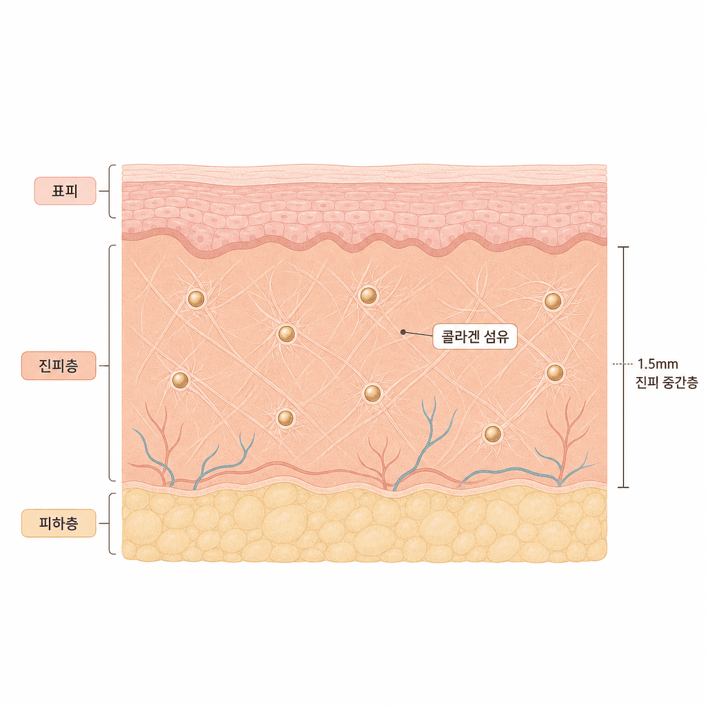 진피층에서 콜라겐이 점진적으로 형성되는 구조