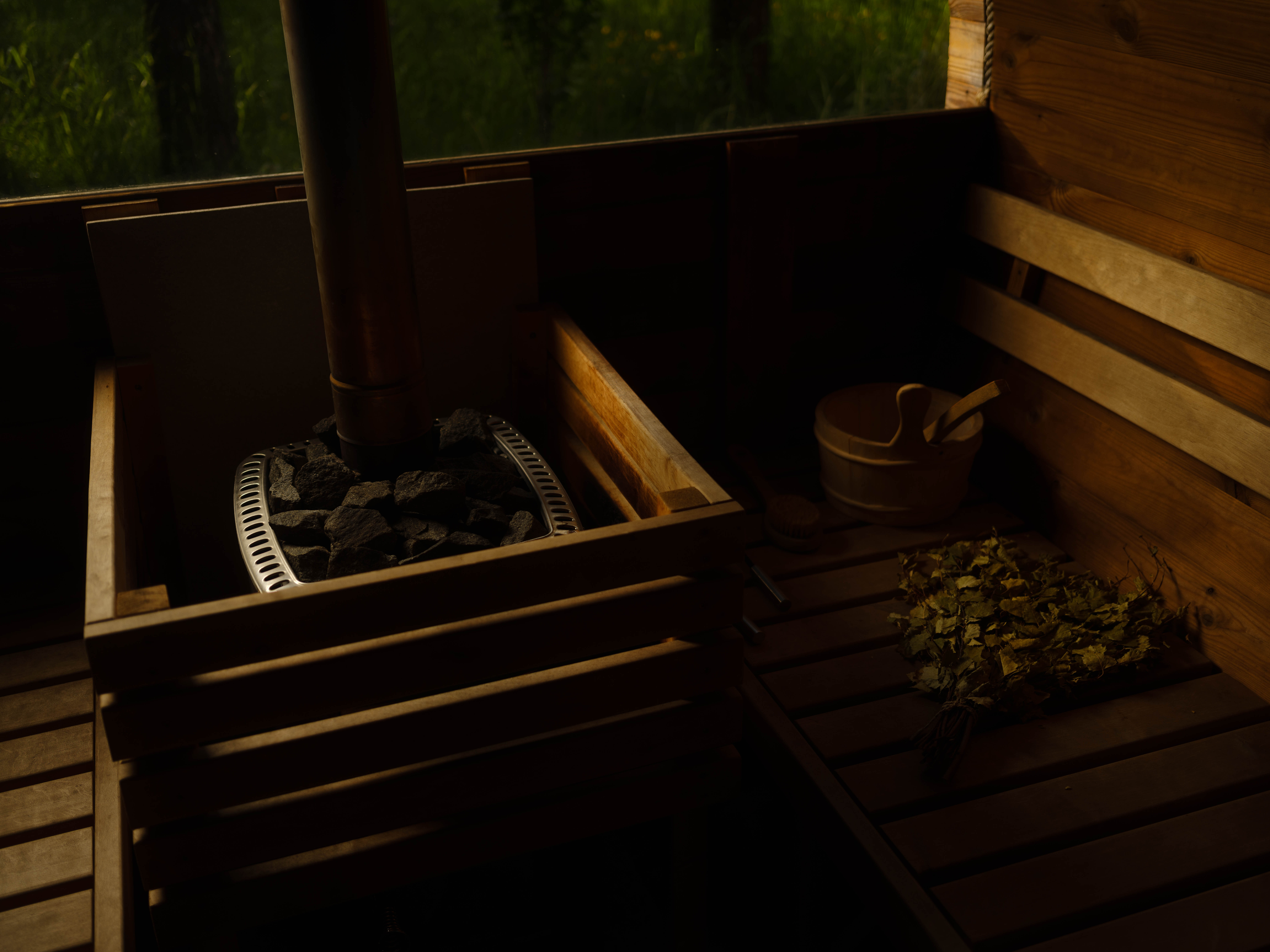 image of a house cabin living room dining table