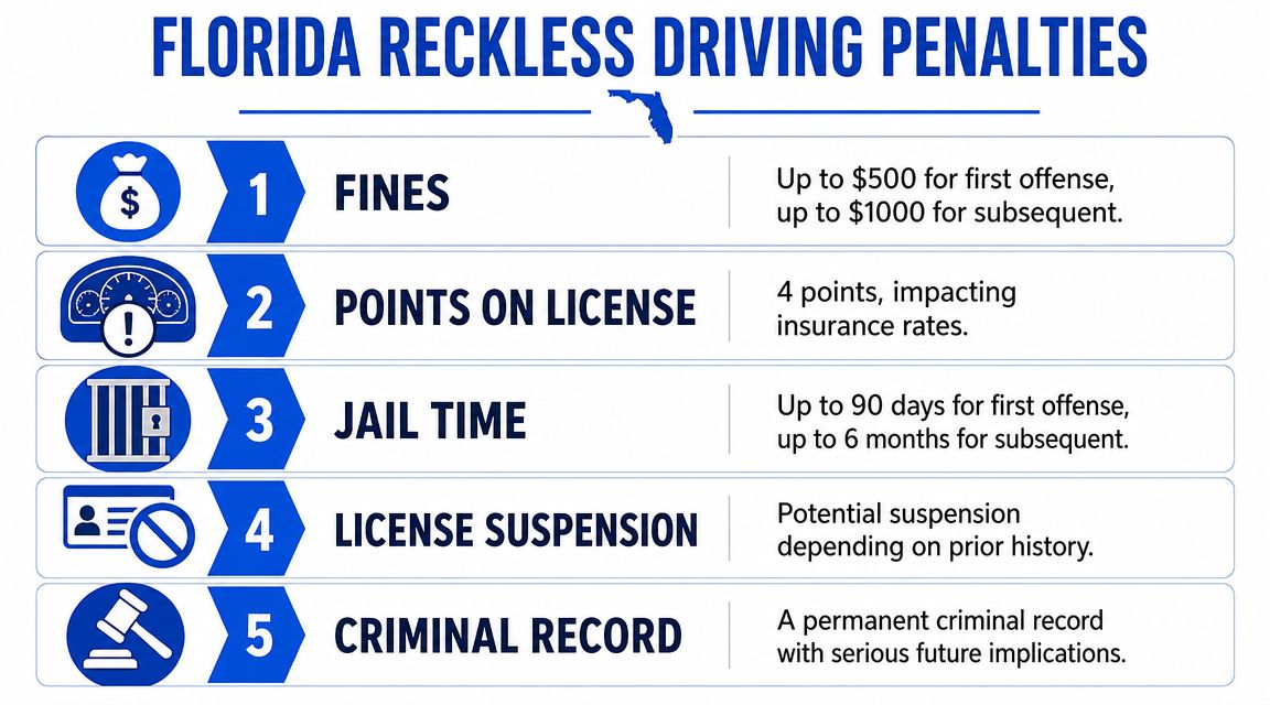 What Are the Penalties for a Florida Reckless Driving Conviction?