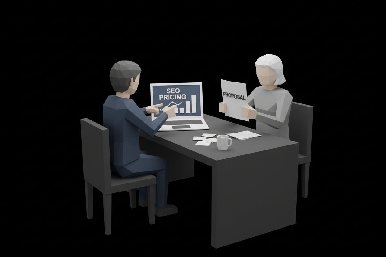 A business owner reviewing SEO pricing