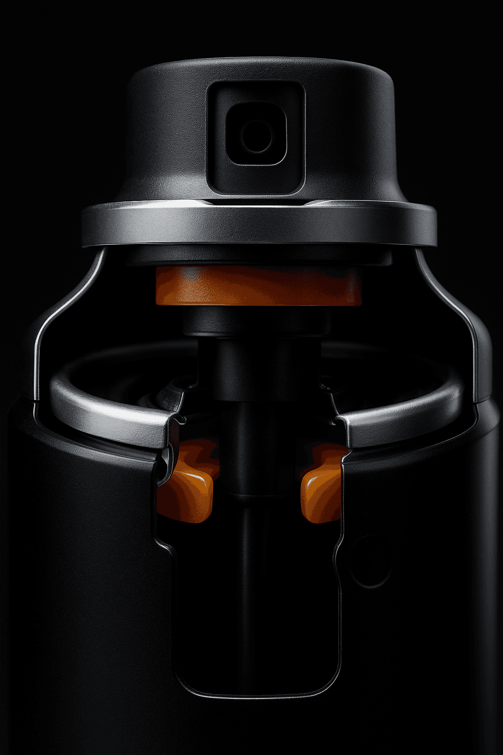 Close-up of a woman sitting on a spiral staircase demonstrating the pro camera system