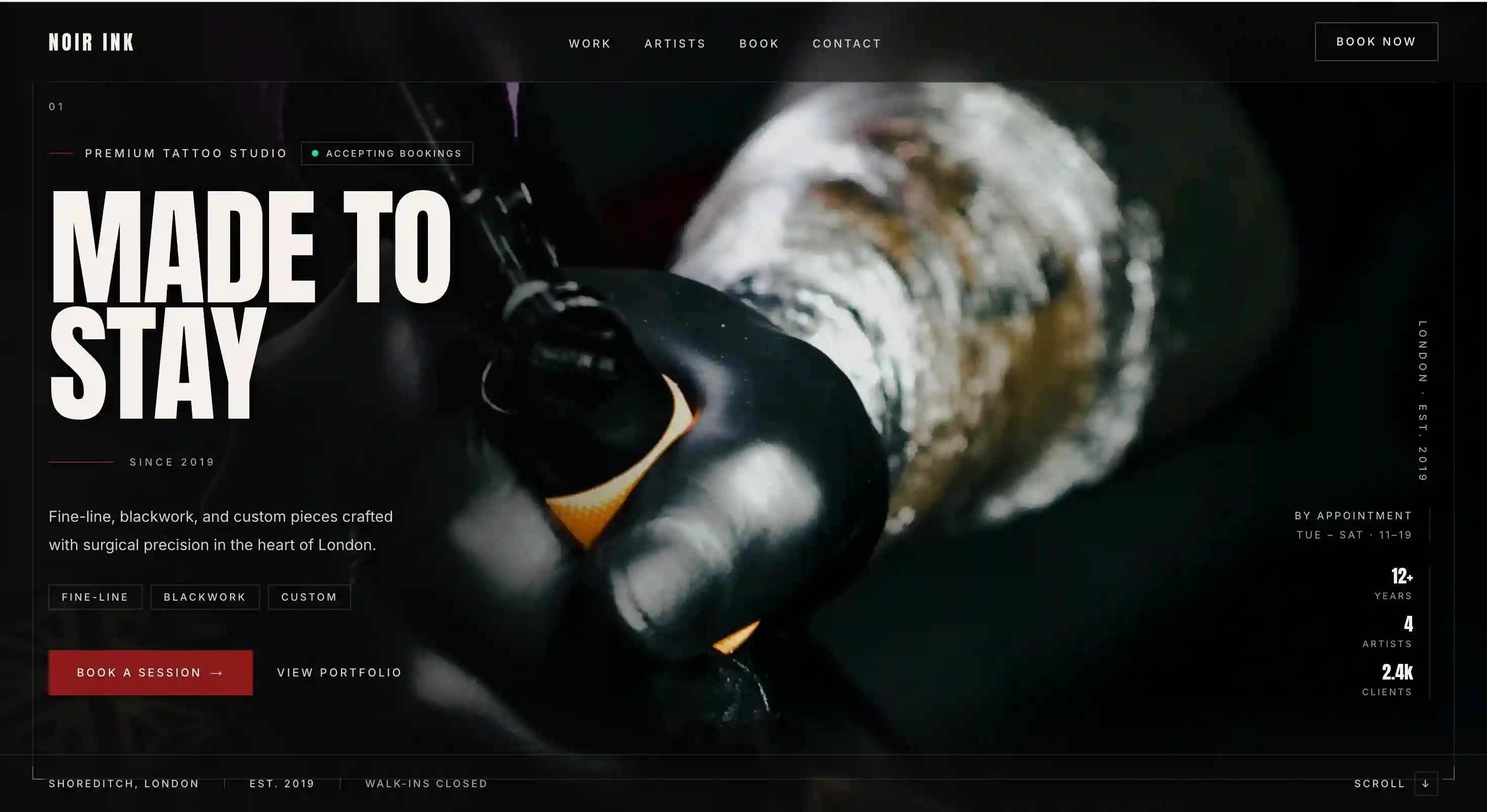 Custom tattoo shop website design by Digital Ink