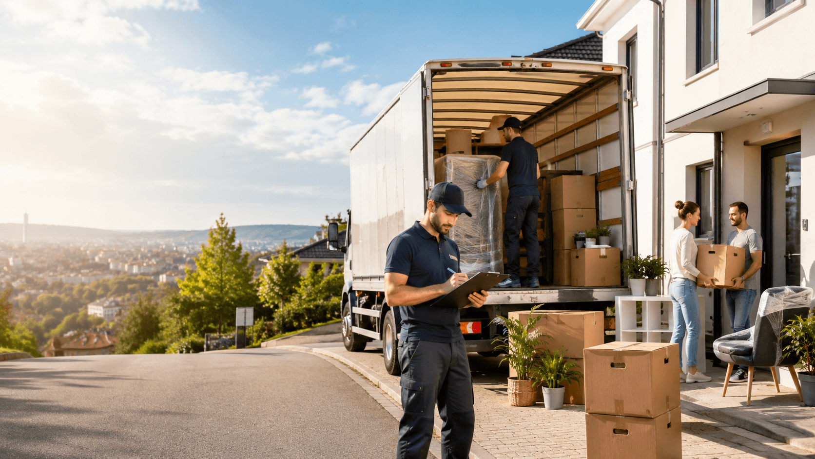 Fernumzug LKW und Mitarbeiter
