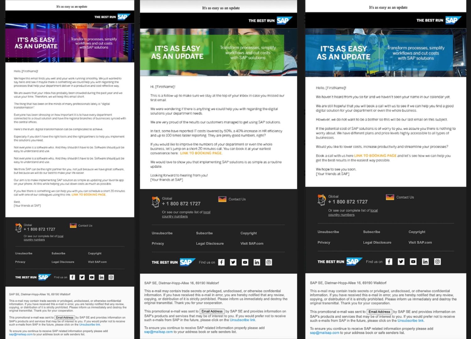 SAP outreach emails portfolio images