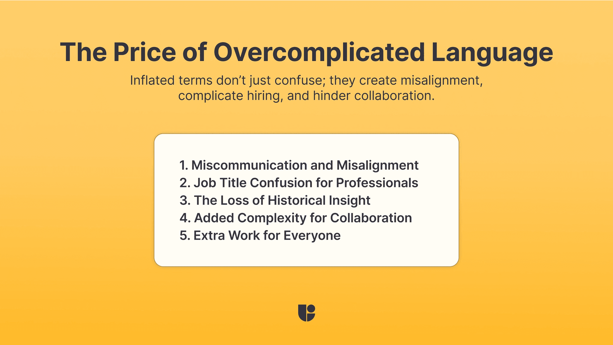 a list showing the potential negative consequences of vocabulary bloat for UX terms.