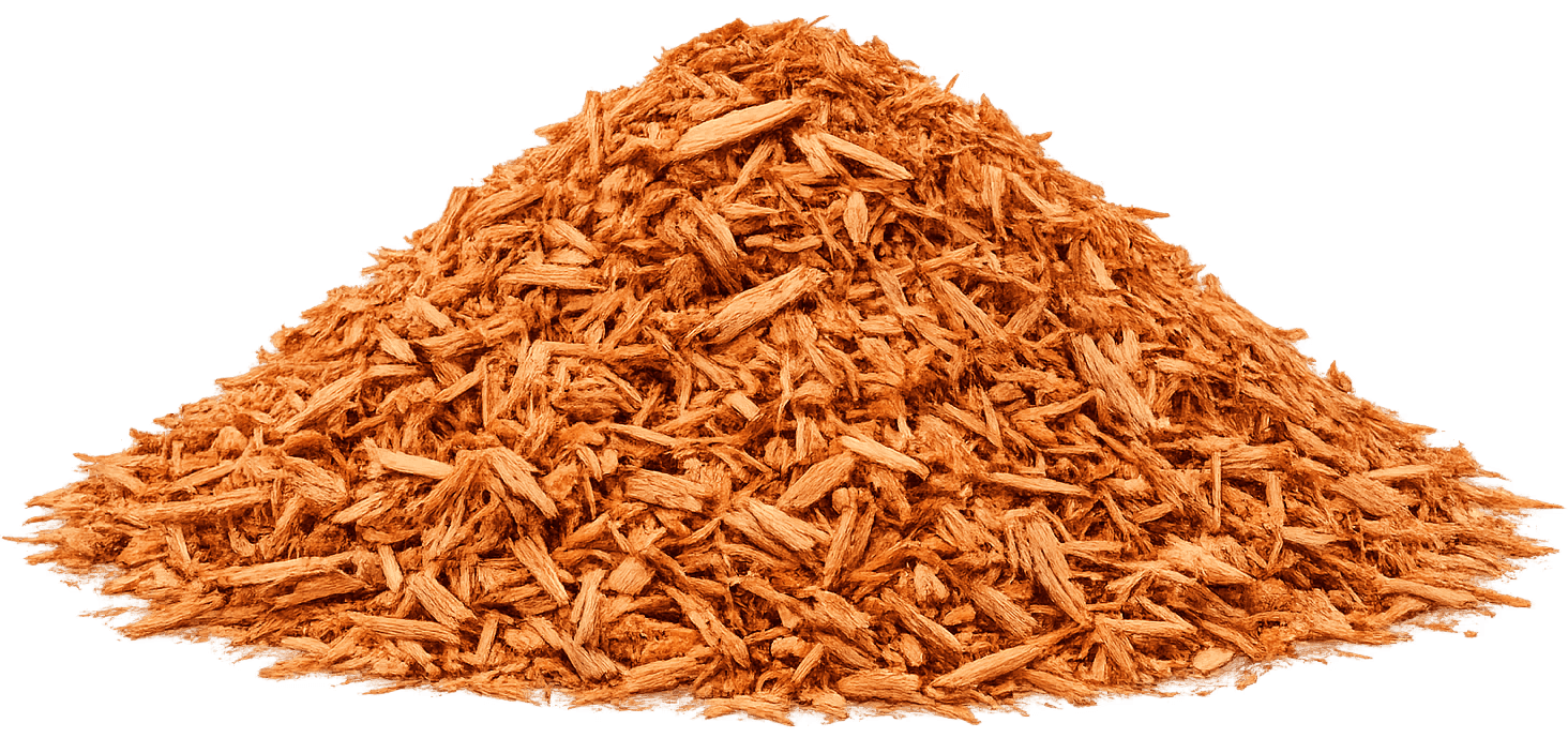 a pile of cedar mulch