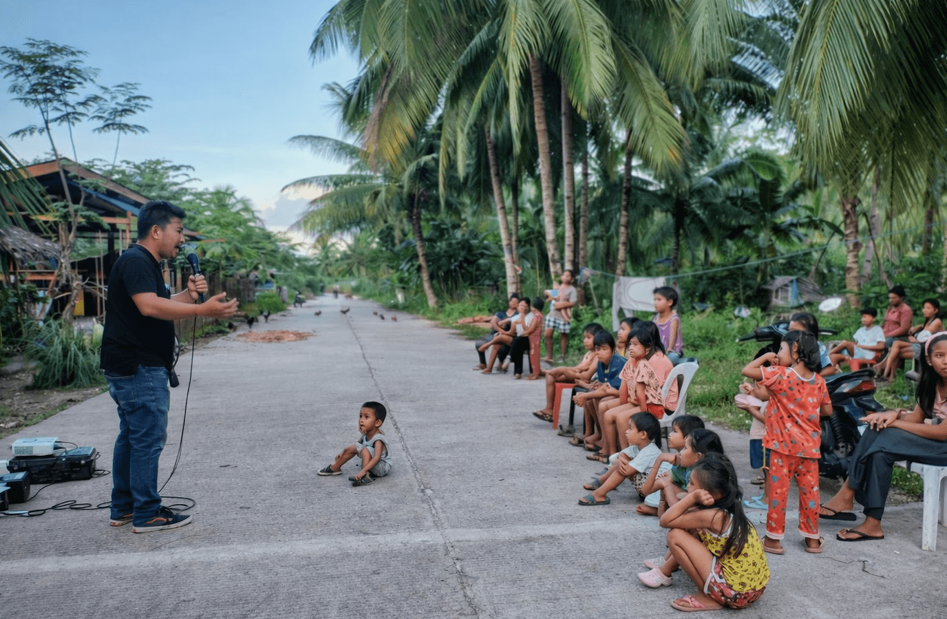 a film showing in a small philippines village
