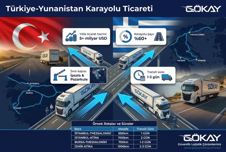 Türkiye Yunanistan dış ticaret karayolu lojistik haritası