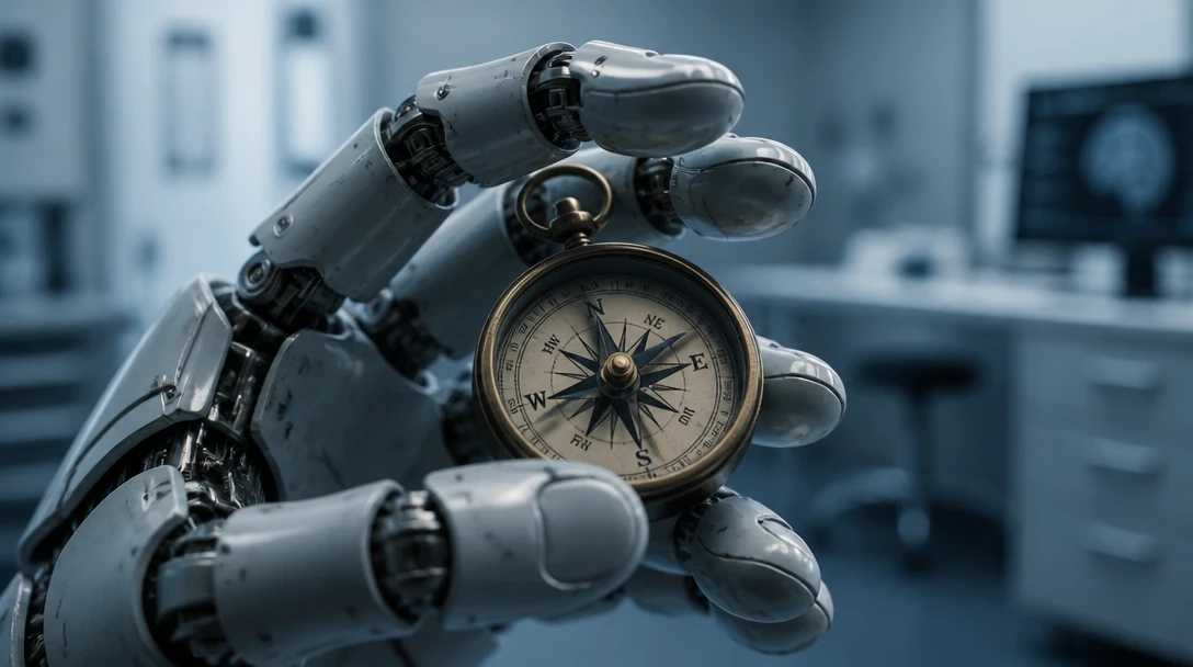 A cold, robotic representation of the trust deficit in impersonal AI-generated content.