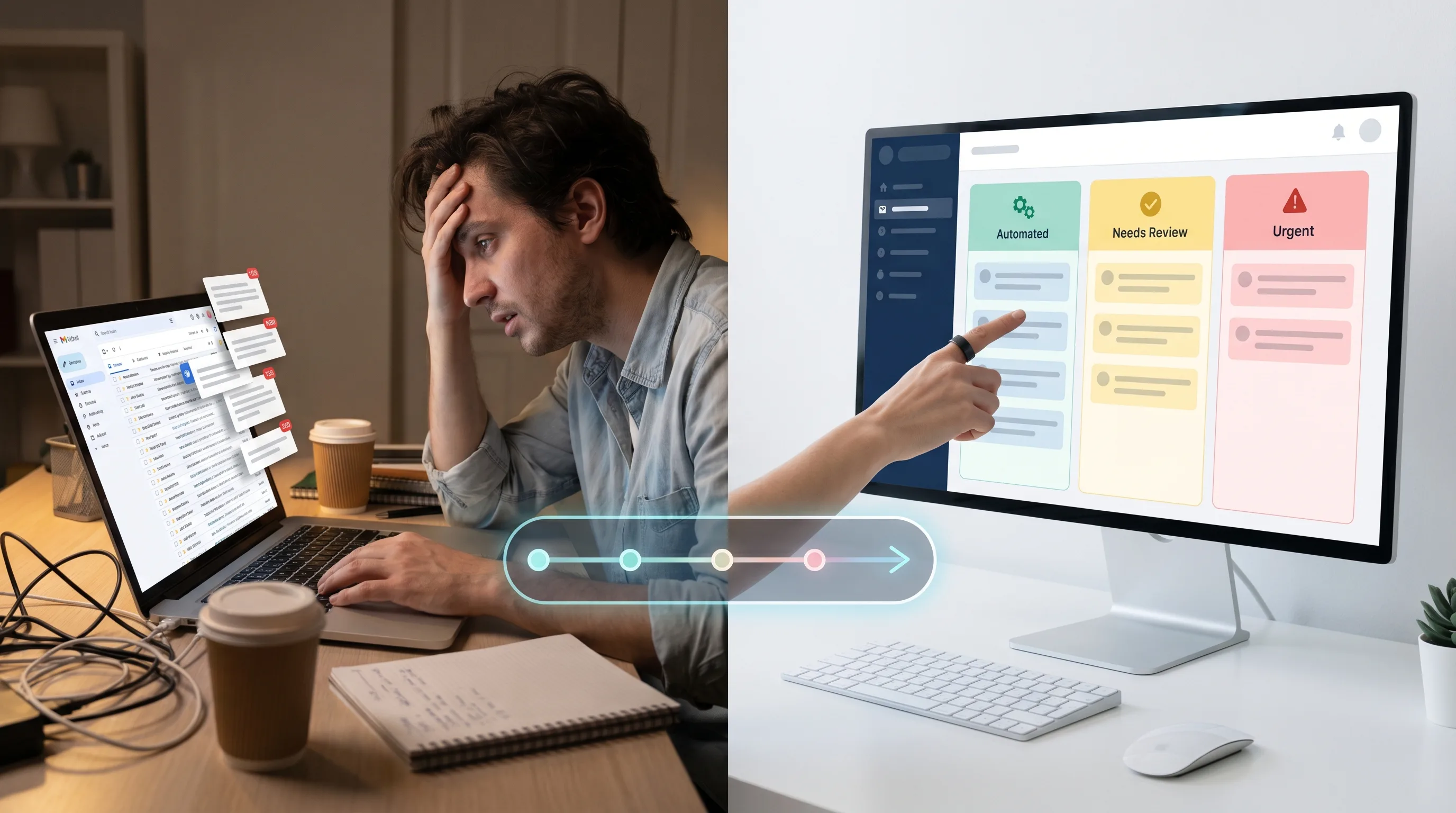 Property manager watching a Vrbo inbox all day while repeated messages wait for automation.
