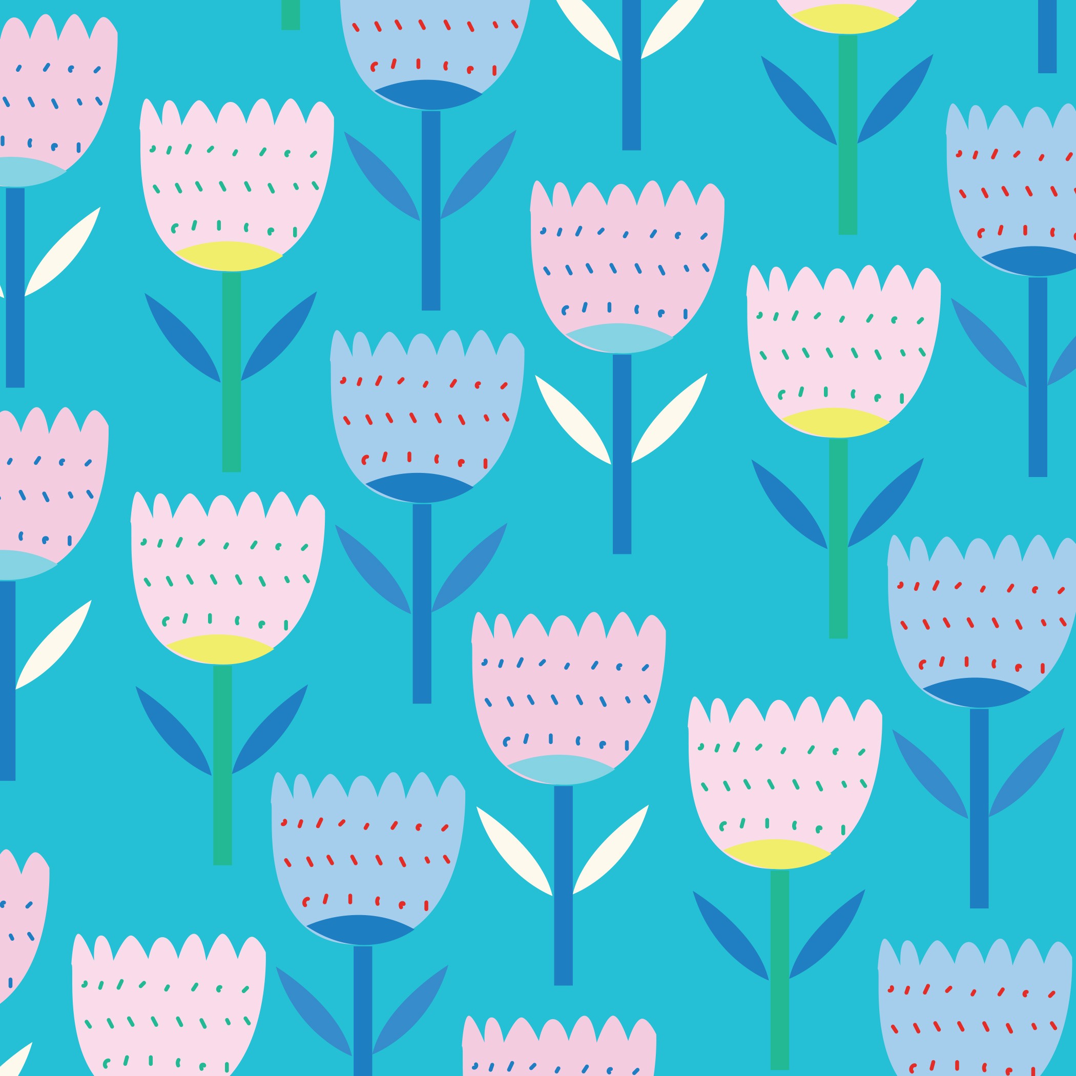 Tulips blue background