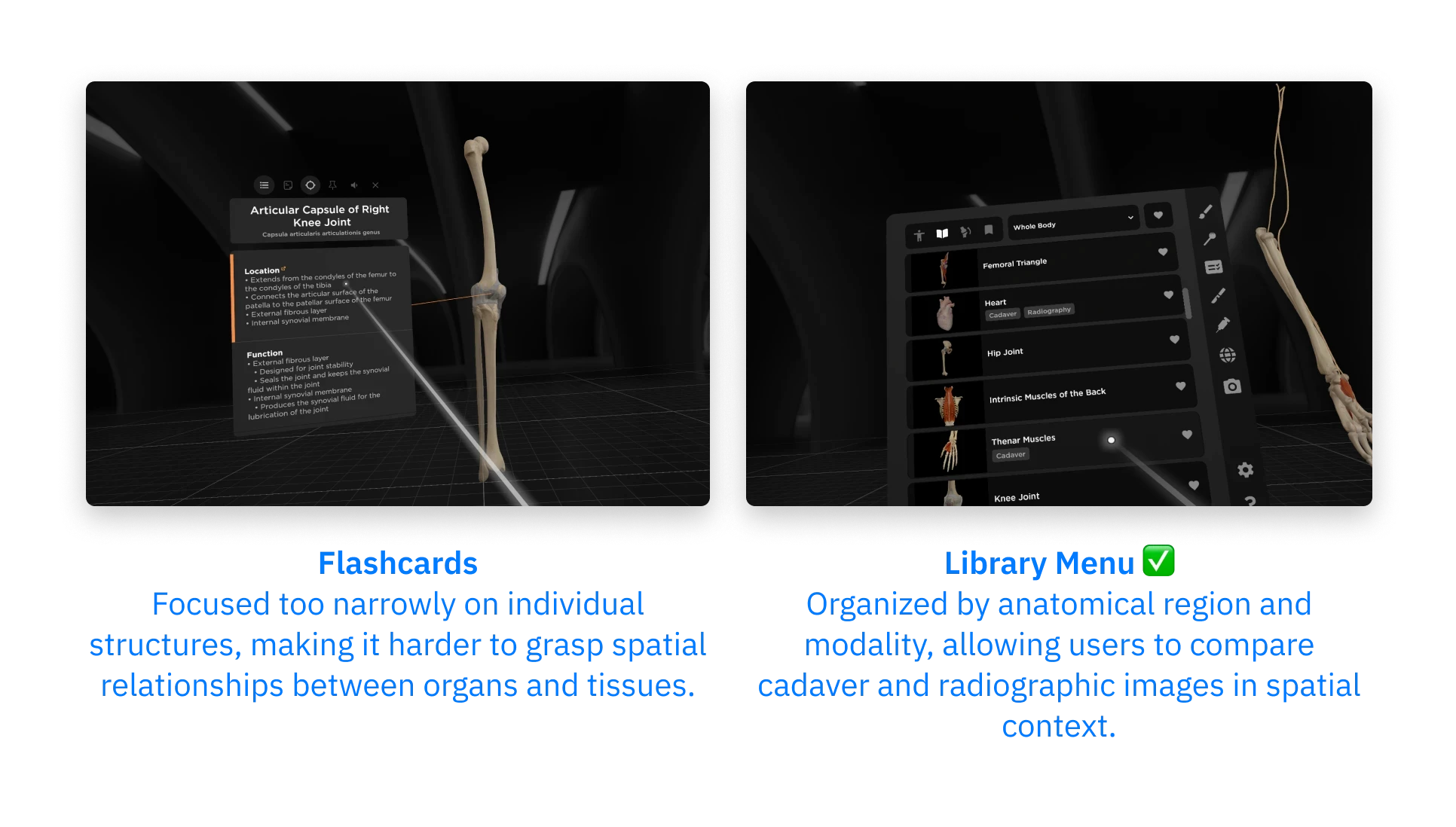 Diagram comparing flashcard and library-menu approaches for image learning