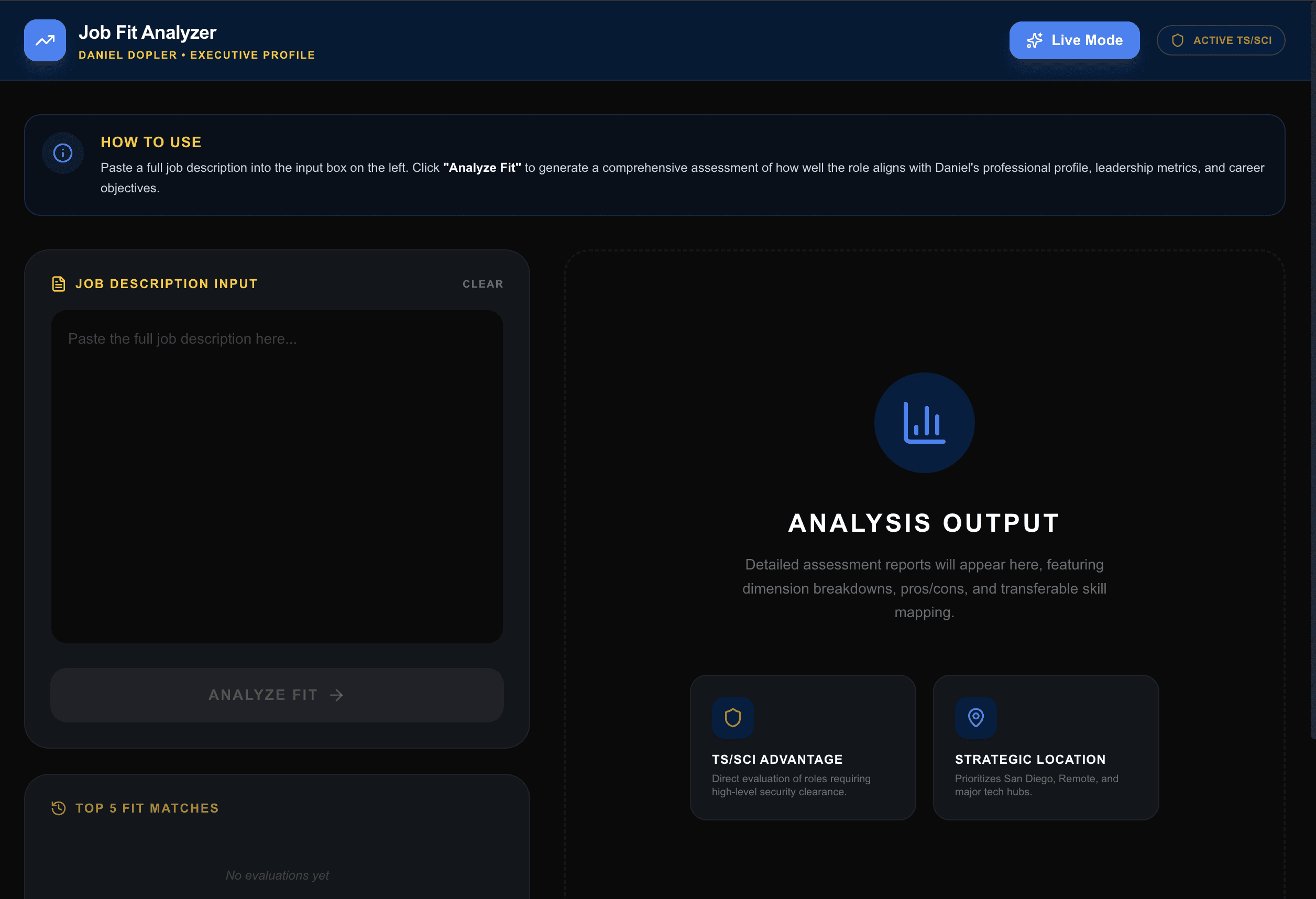 Job Fit Analyzer app created in Google AI Studio