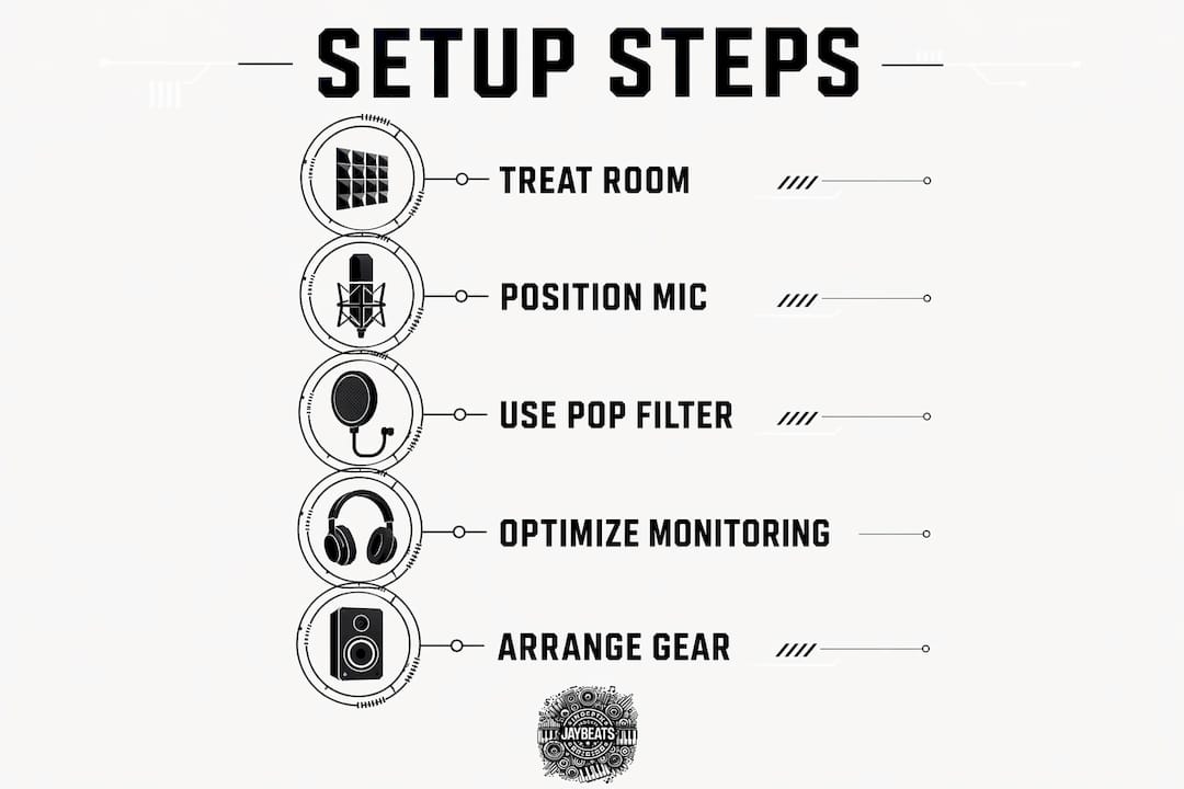 Infographic outlining vocal recording setup steps