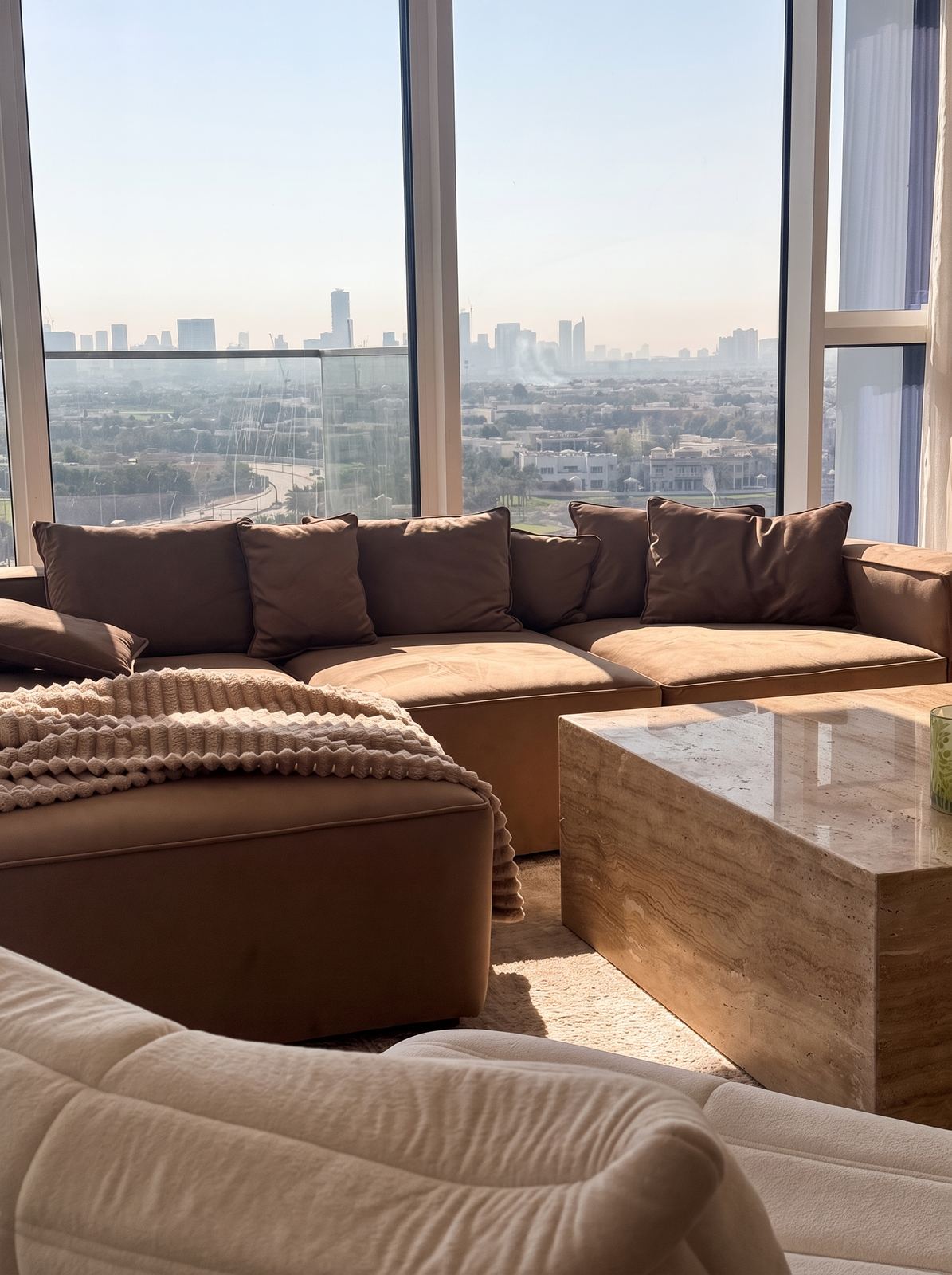 Sofa and travertine detail styled by alto