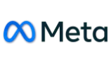 Meta logo featuring a blue infinity loop symbol followed by the word 'Meta' in dark blue text.