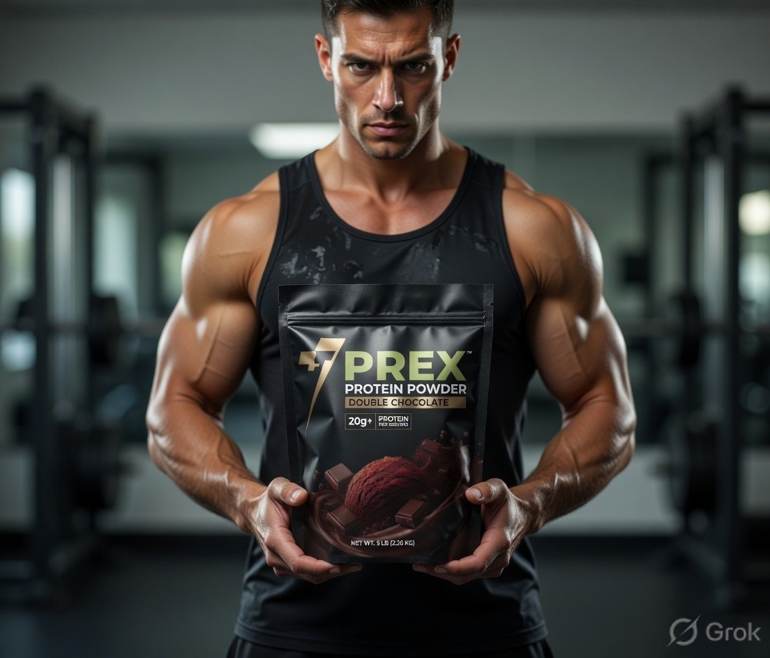 Double Chocolate Protein Refill Pack (900g) holding by an athelete