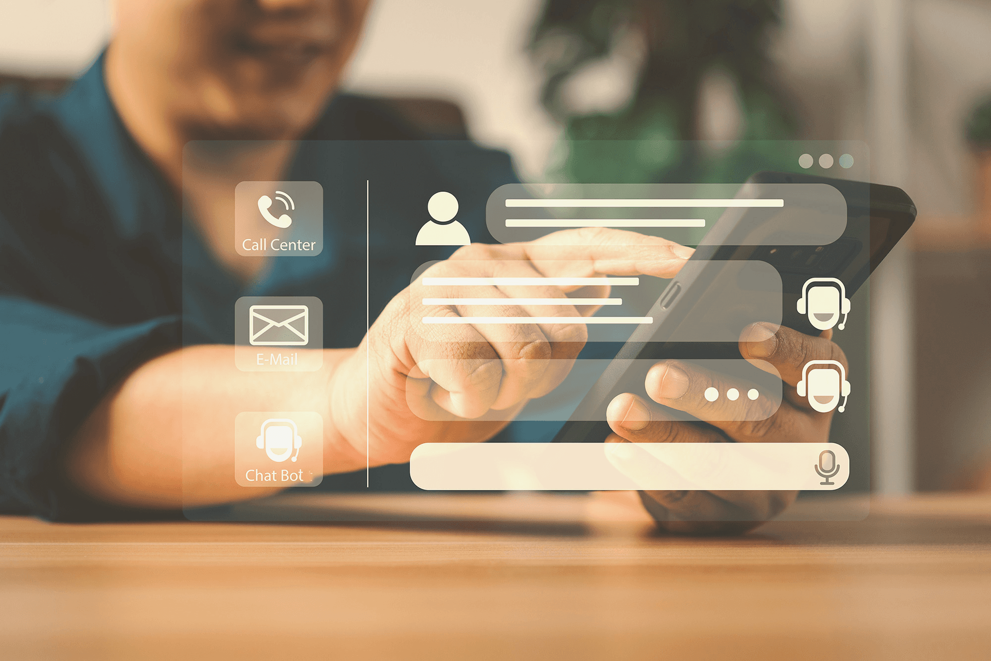 Person uses a customer support app - AI Product Content Creation for Ecommerce