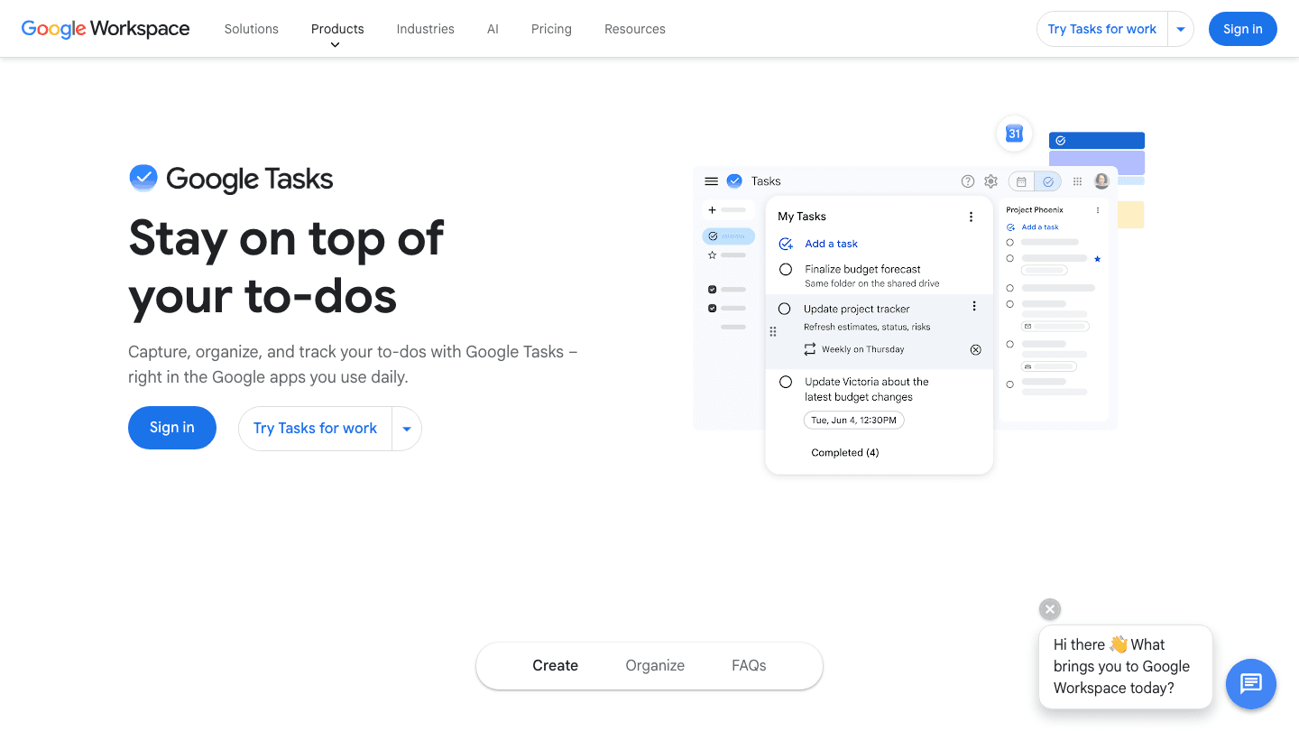 Google Tasks app screenshot