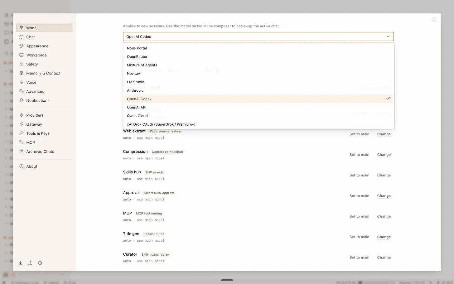 Model picker