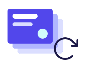 llustration of reusable design templates with a duplicate and refresh icon, representing the ability to copy, reuse, and adapt existing designs.