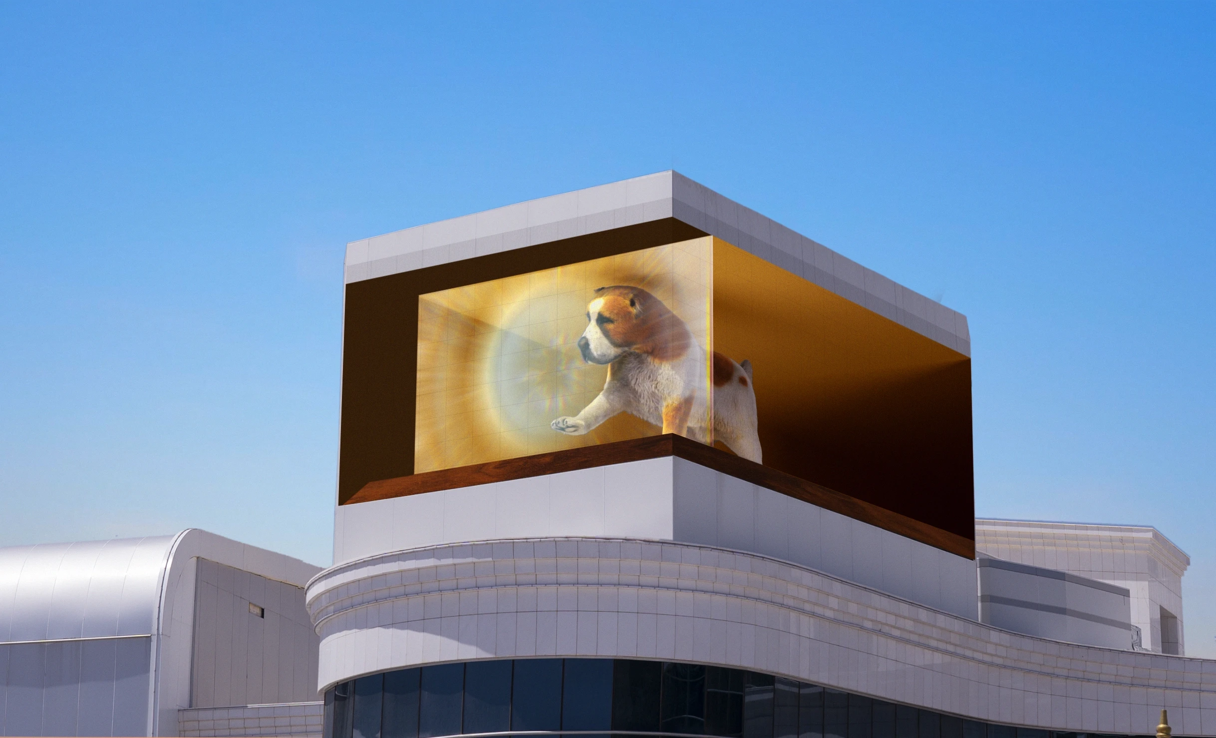 Ashgabat Shopping and Entertainment Center LED, monumental rooftop LED volume activating the skyline