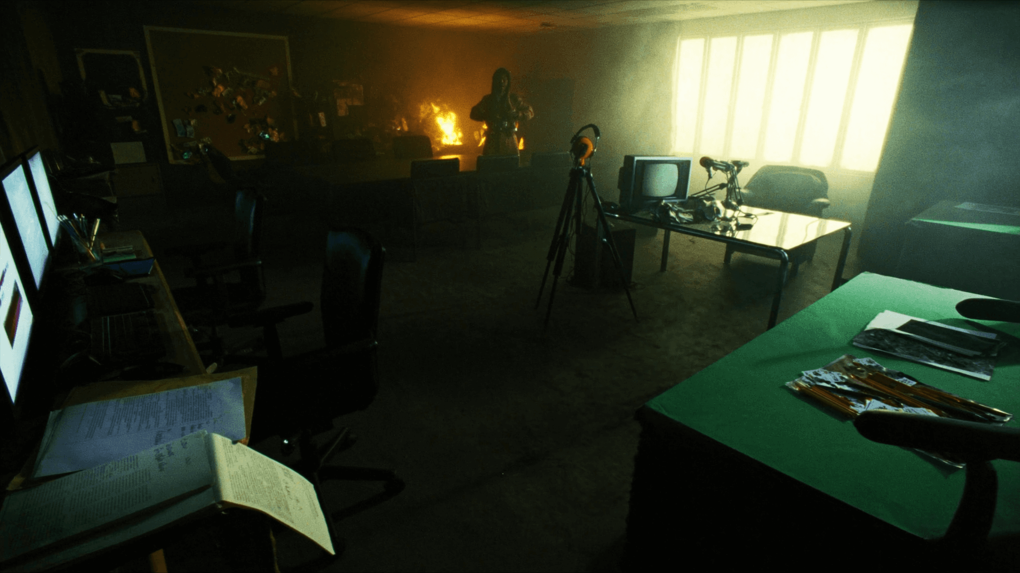 Creative content production studio with podcast and video equipment