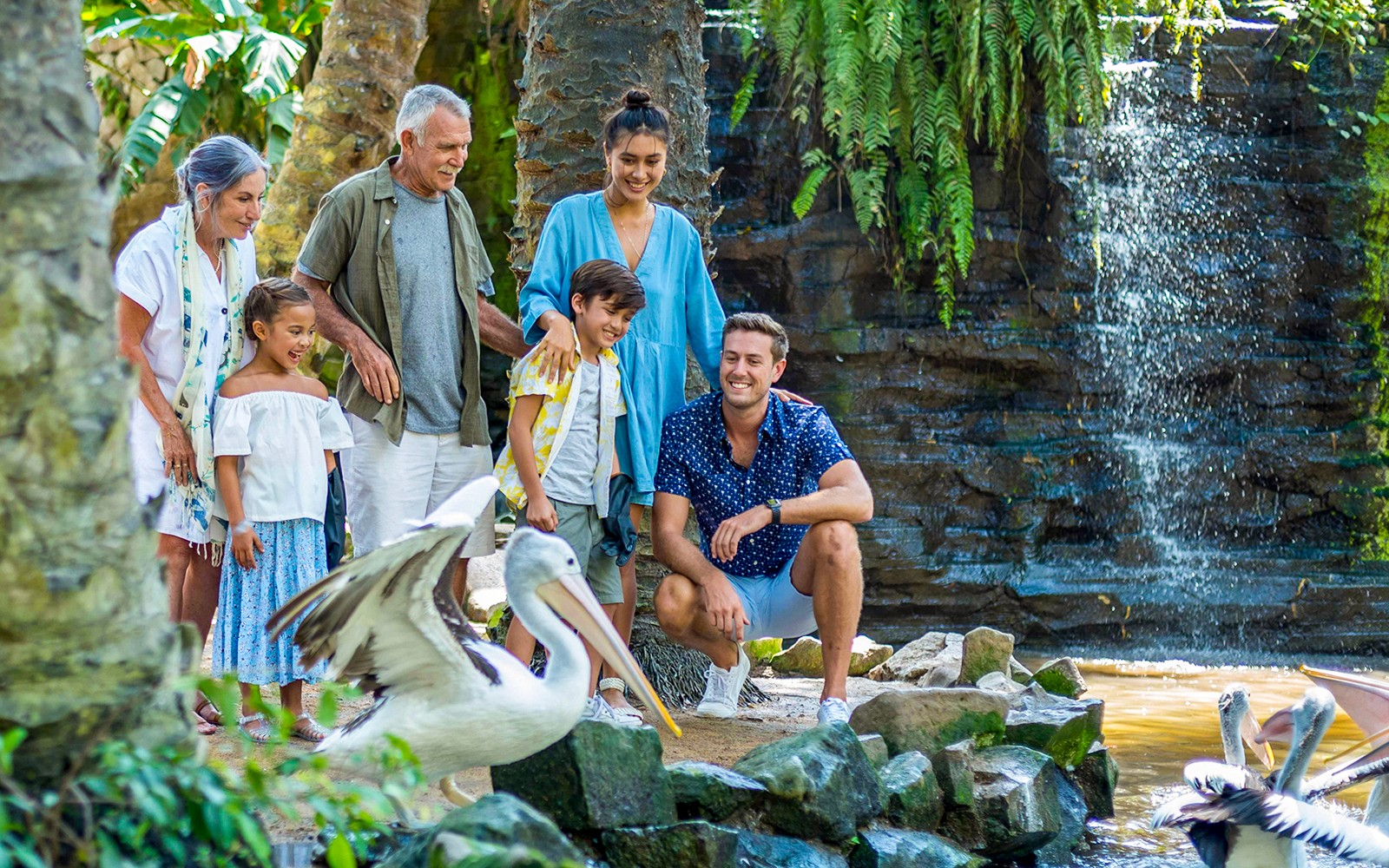 Tourists enjoying exotic bird watching at Bali Bird Park, a unique attraction for non-Indonesian residents