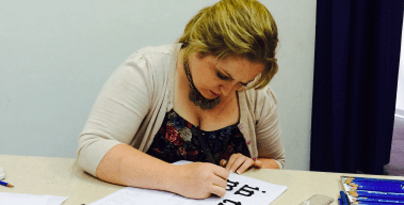 student writing